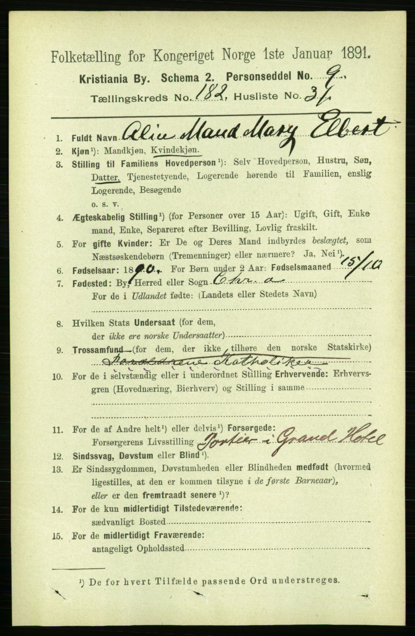 RA, 1891 census for 0301 Kristiania, 1891, p. 109082
