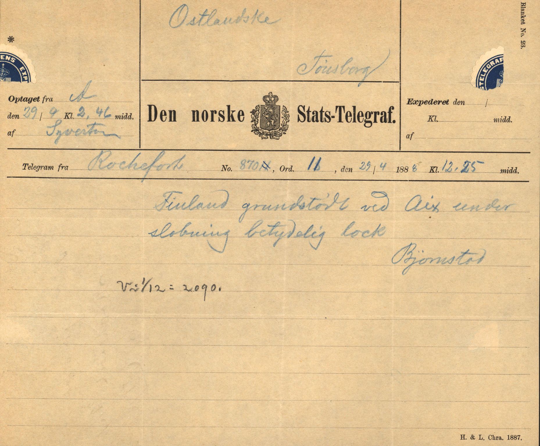 Pa 63 - Østlandske skibsassuranceforening, VEMU/A-1079/G/Ga/L0023/0003: Havaridokumenter / Else Katrine, Einar, Ethel, Finland, Favour, 1888, p. 41