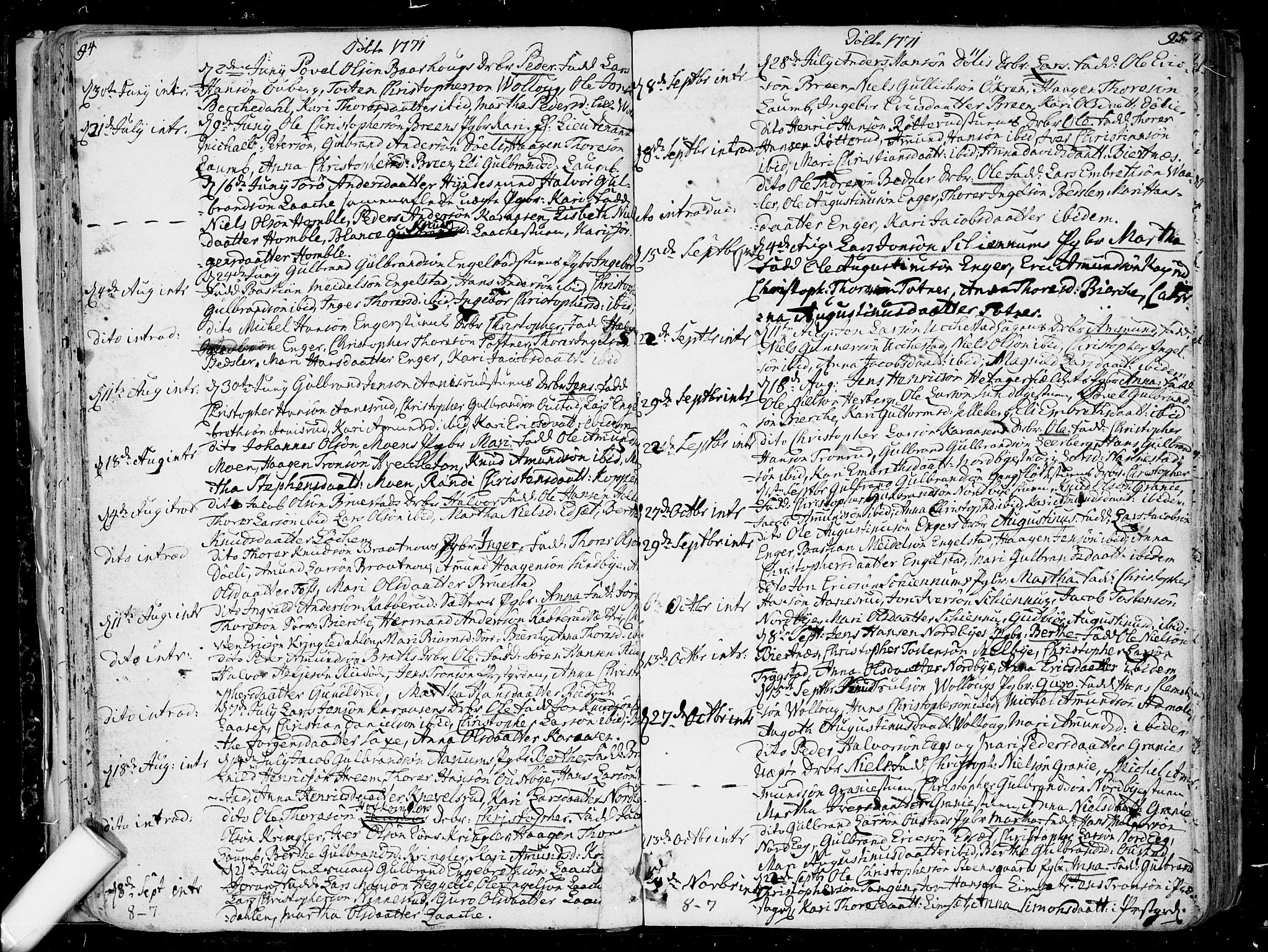 Nannestad prestekontor Kirkebøker, AV/SAO-A-10414a/F/Fa/L0007: Parish register (official) no. I 7, 1754-1791, p. 94-95