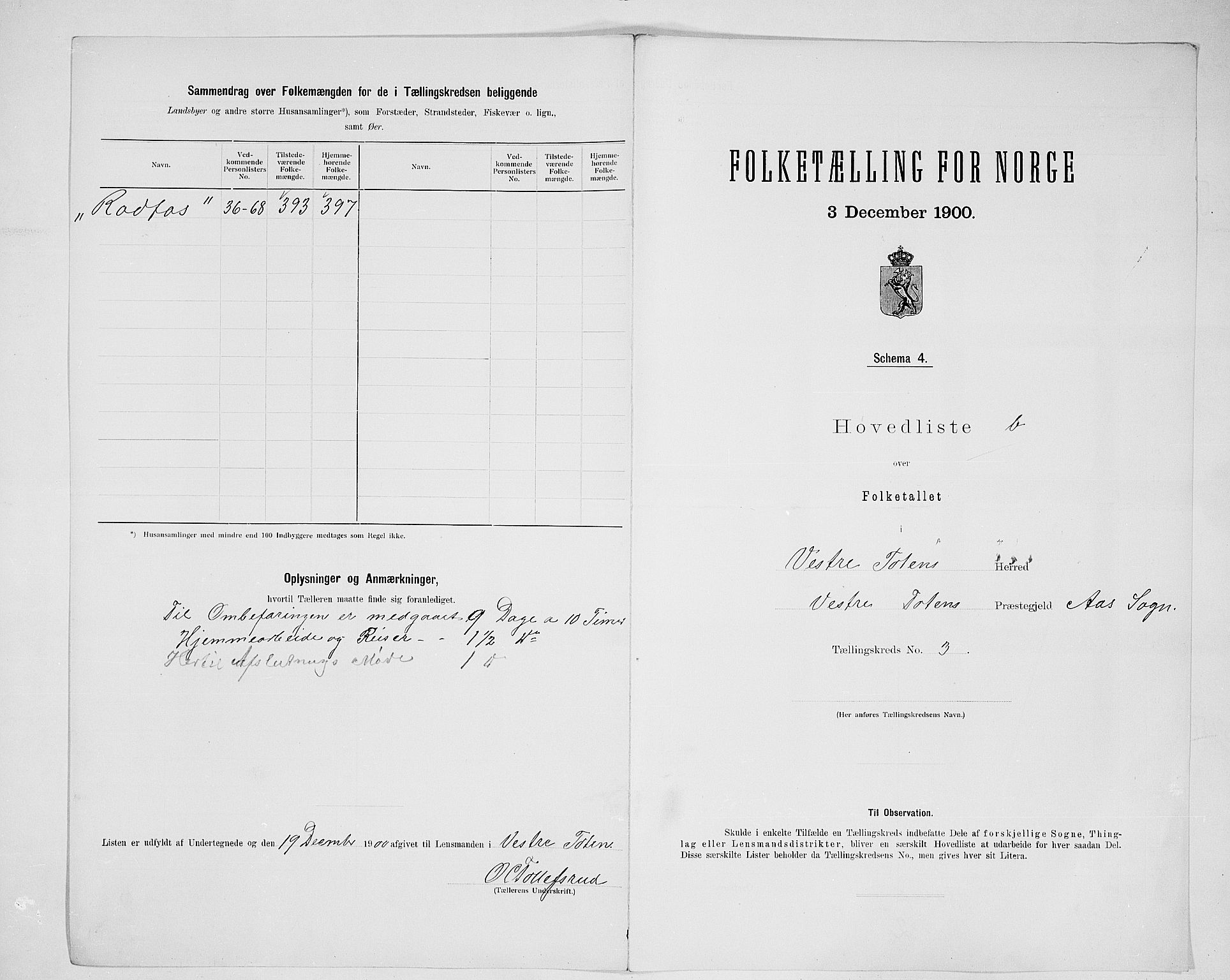 SAH, 1900 census for Vestre Toten, 1900, p. 27