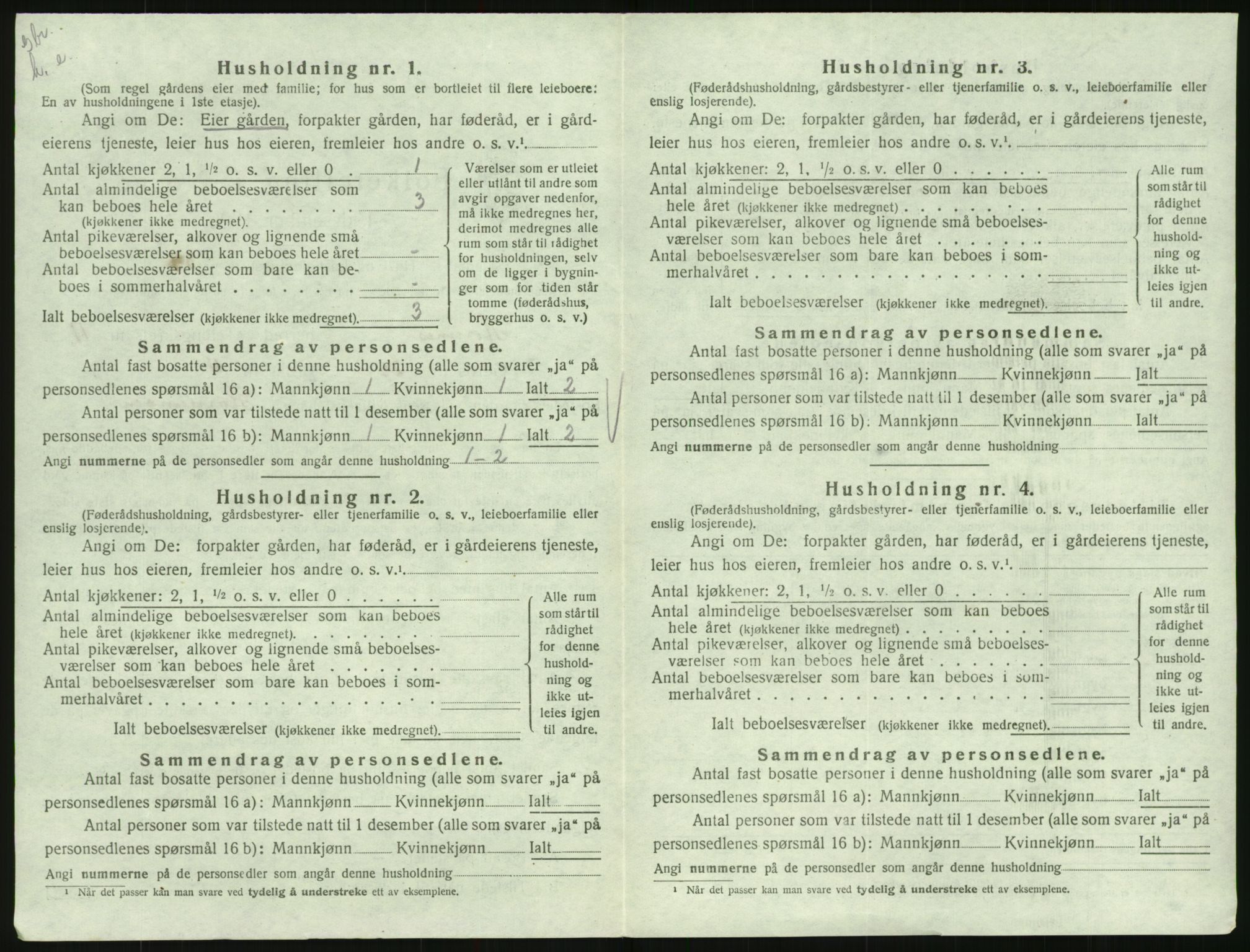 SAK, 1920 census for Hornnes, 1920, p. 436