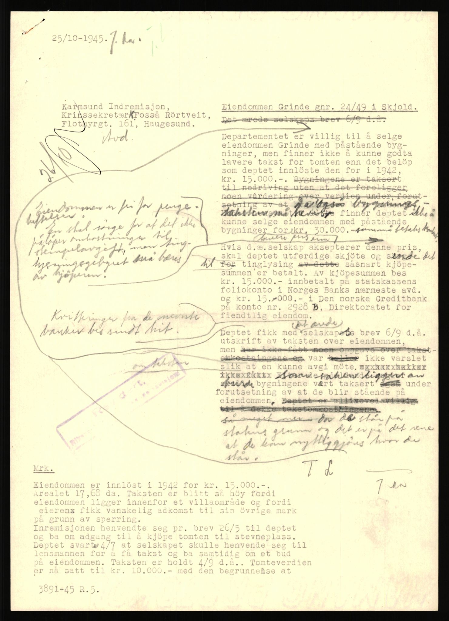 Forsvarsdepartementet, 10. kontor / Oppgjørskontoret, AV/RA-RAFA-1225/D/Dd/L0351: Rogaland, 1941-1958, p. 4