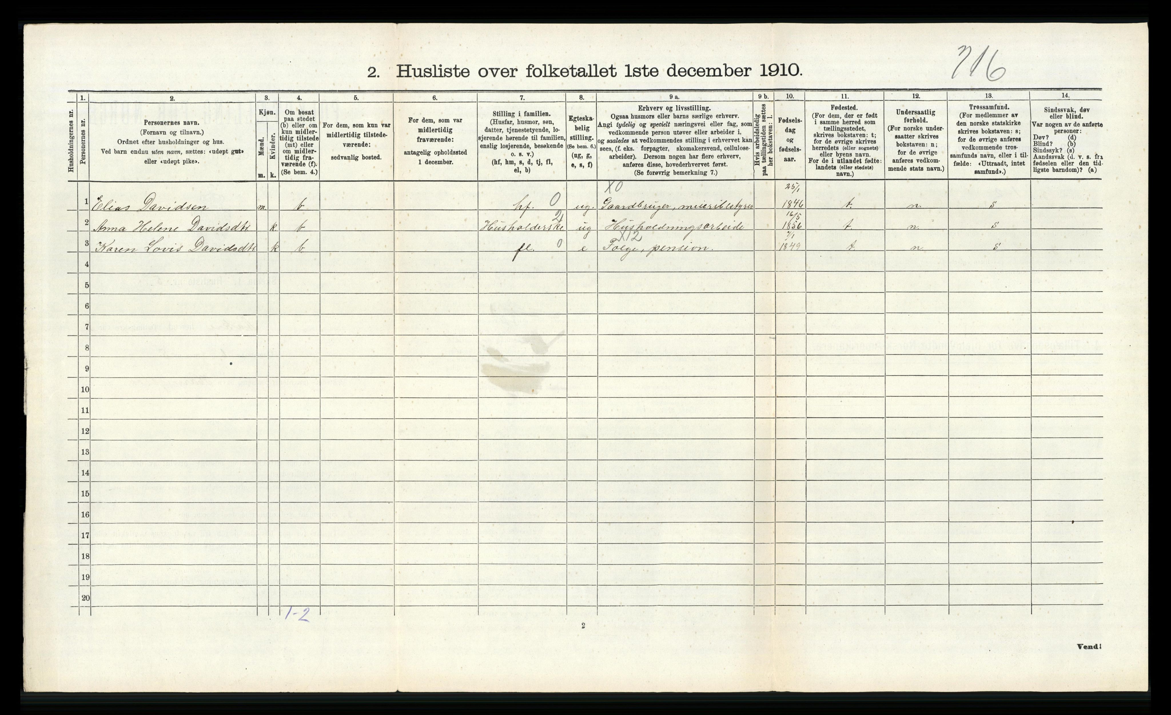 RA, 1910 census for Åkra, 1910, p. 291