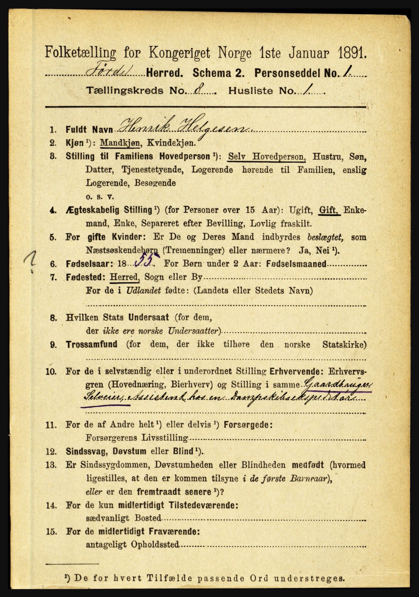 RA, 1891 census for 1432 Førde, 1891, p. 2875