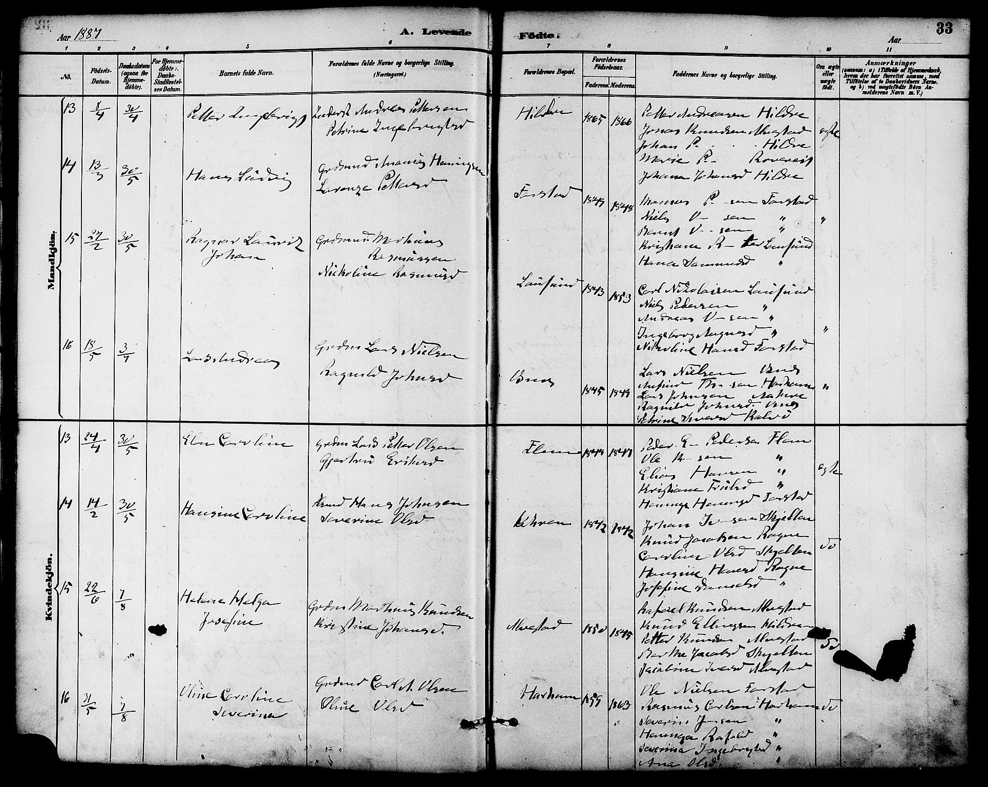 Ministerialprotokoller, klokkerbøker og fødselsregistre - Møre og Romsdal, SAT/A-1454/536/L0501: Parish register (official) no. 536A10, 1884-1896, p. 33