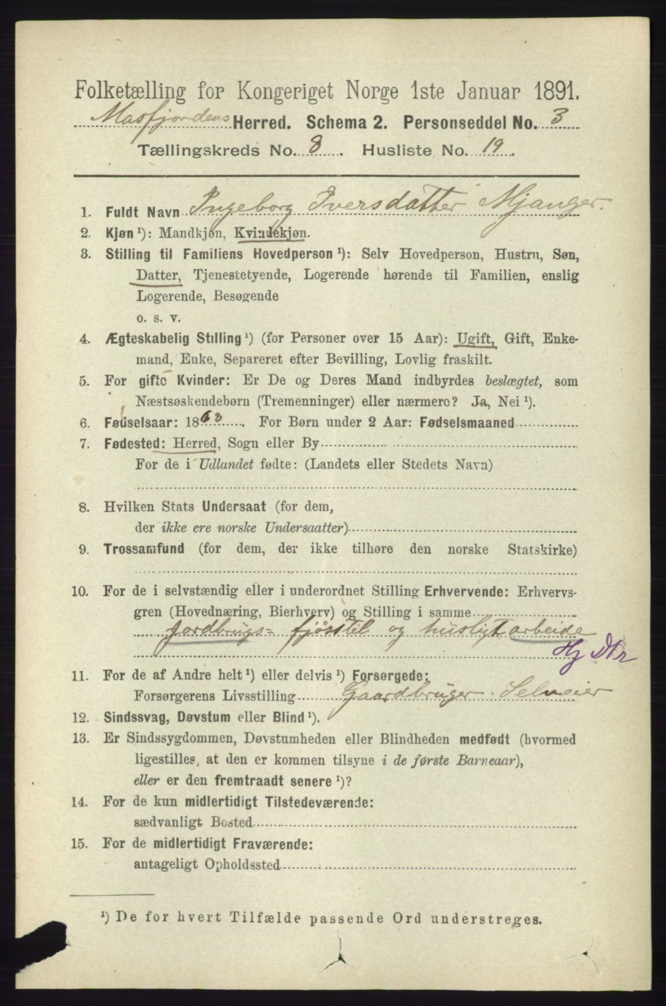 RA, 1891 census for 1266 Masfjorden, 1891, p. 1685