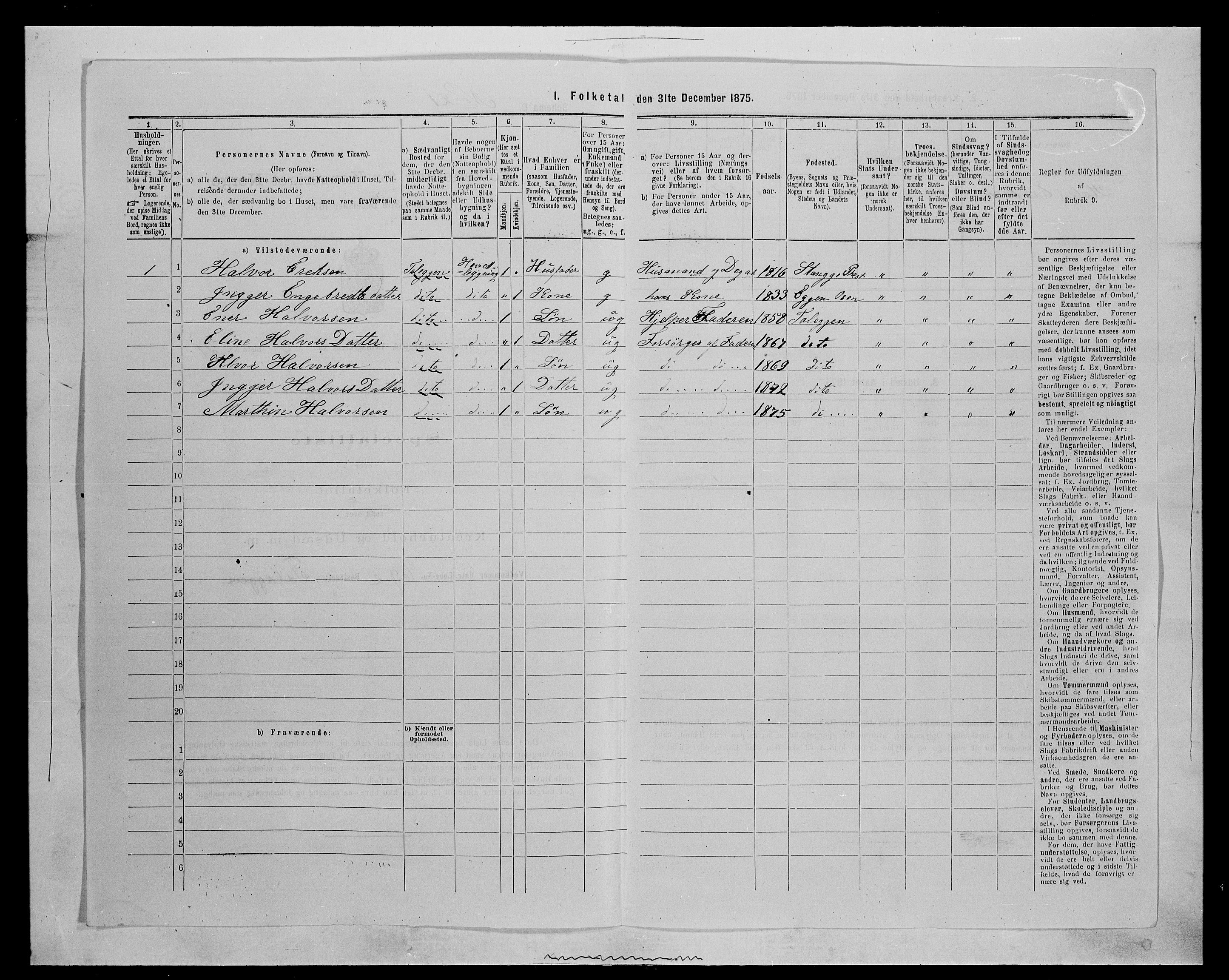 SAH, 1875 census for 0428P Trysil, 1875, p. 715