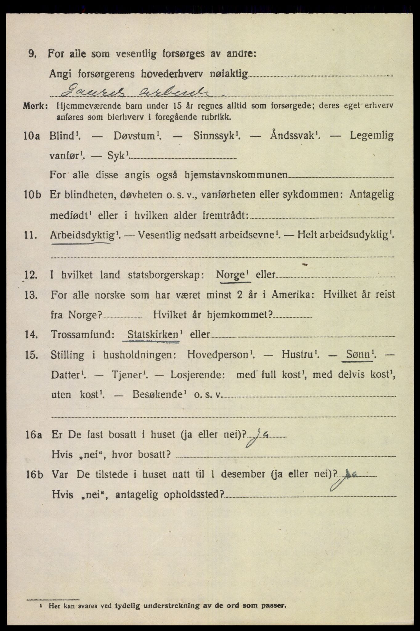 SAK, 1920 census for Hægebostad, 1920, p. 1100