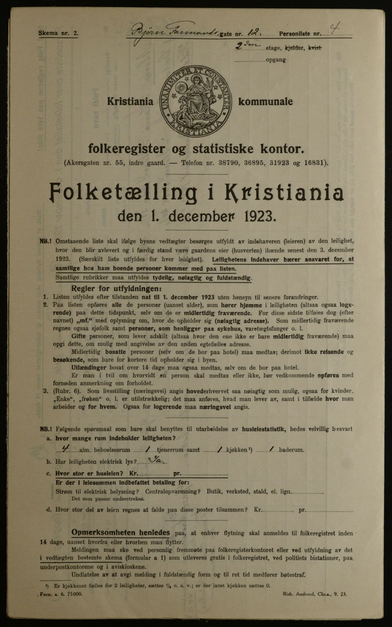 OBA, Municipal Census 1923 for Kristiania, 1923, p. 7727