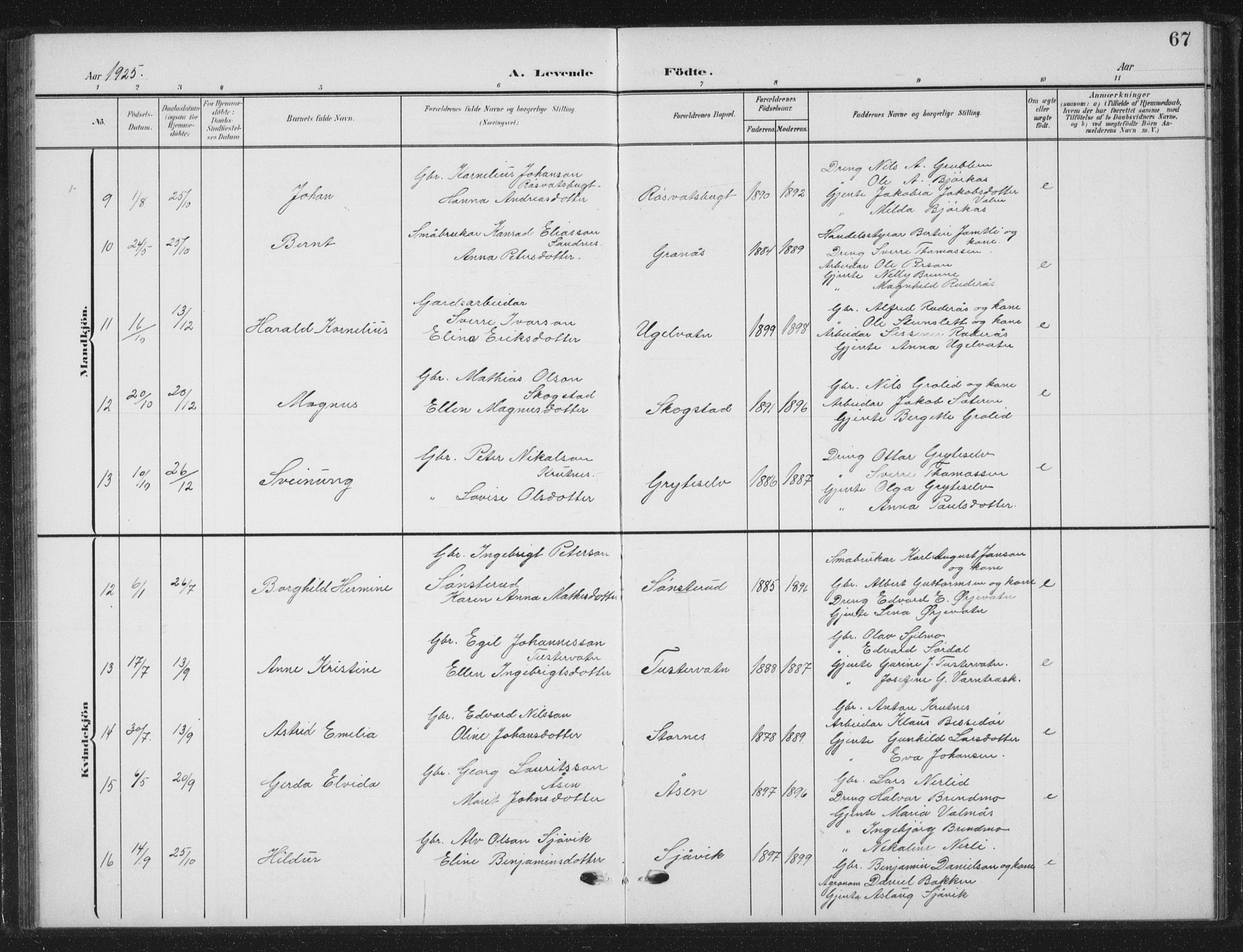 Ministerialprotokoller, klokkerbøker og fødselsregistre - Nordland, AV/SAT-A-1459/823/L0331: Parish register (copy) no. 823C03, 1905-1934, p. 67