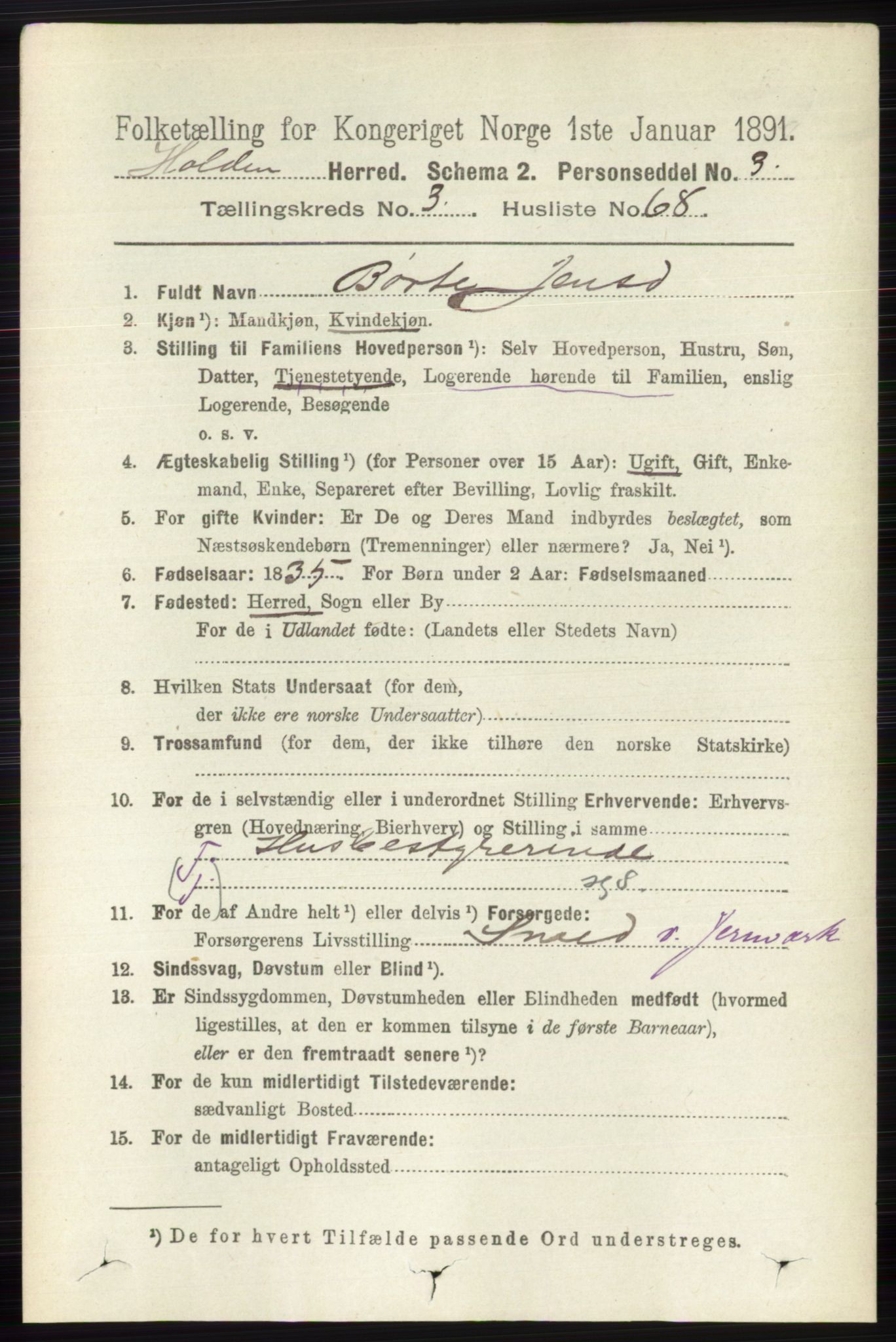 RA, 1891 census for 0819 Holla, 1891, p. 2132