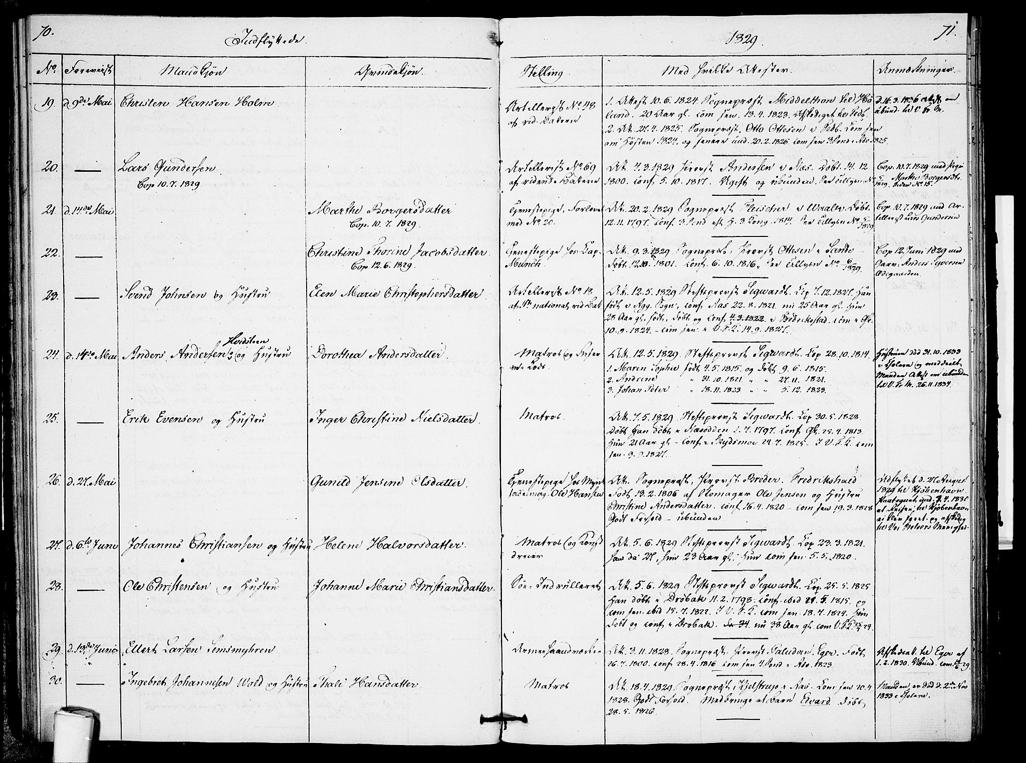 Garnisonsmenigheten Kirkebøker, AV/SAO-A-10846/F/Fa/L0005: Parish register (official) no. 5, 1824-1830, p. 70-71