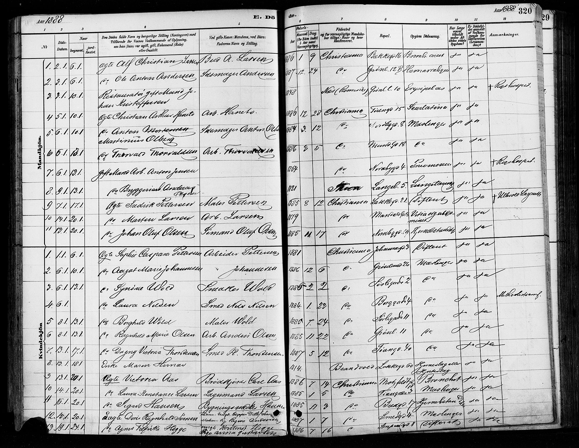 Grønland prestekontor Kirkebøker, AV/SAO-A-10848/F/Fa/L0008: Parish register (official) no. 8, 1881-1893, p. 320