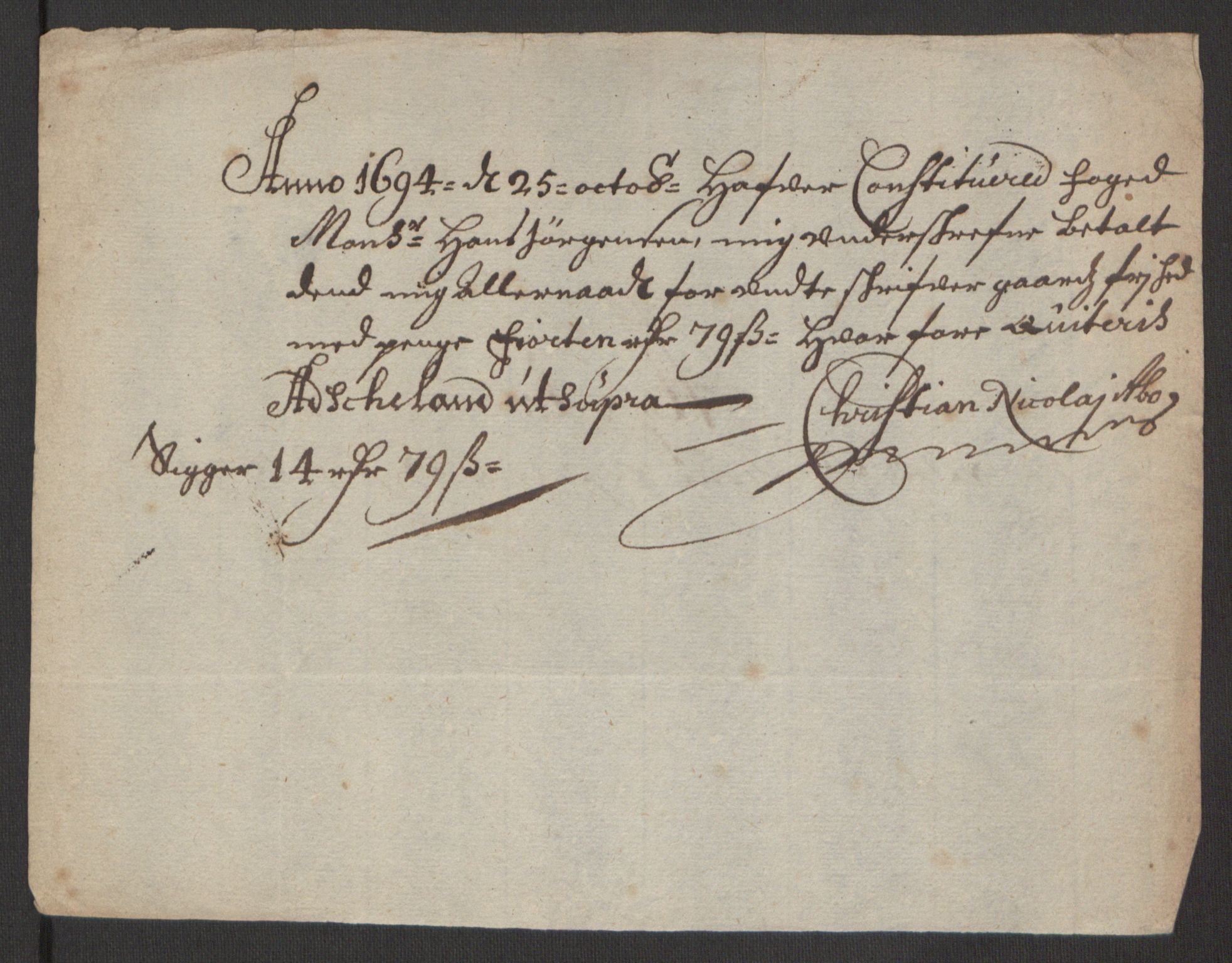 Rentekammeret inntil 1814, Reviderte regnskaper, Fogderegnskap, AV/RA-EA-4092/R51/L3182: Fogderegnskap Nordhordland og Voss, 1694, p. 308