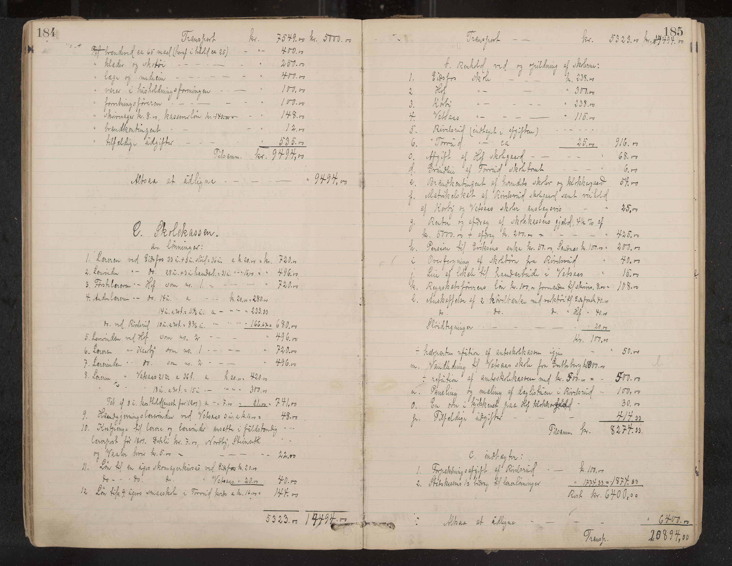 Hof formannskap og sentraladministrasjon, IKAK/0714021-1/A/Aa/L0005: Møtebok med register, 1901-1911, p. 184-185