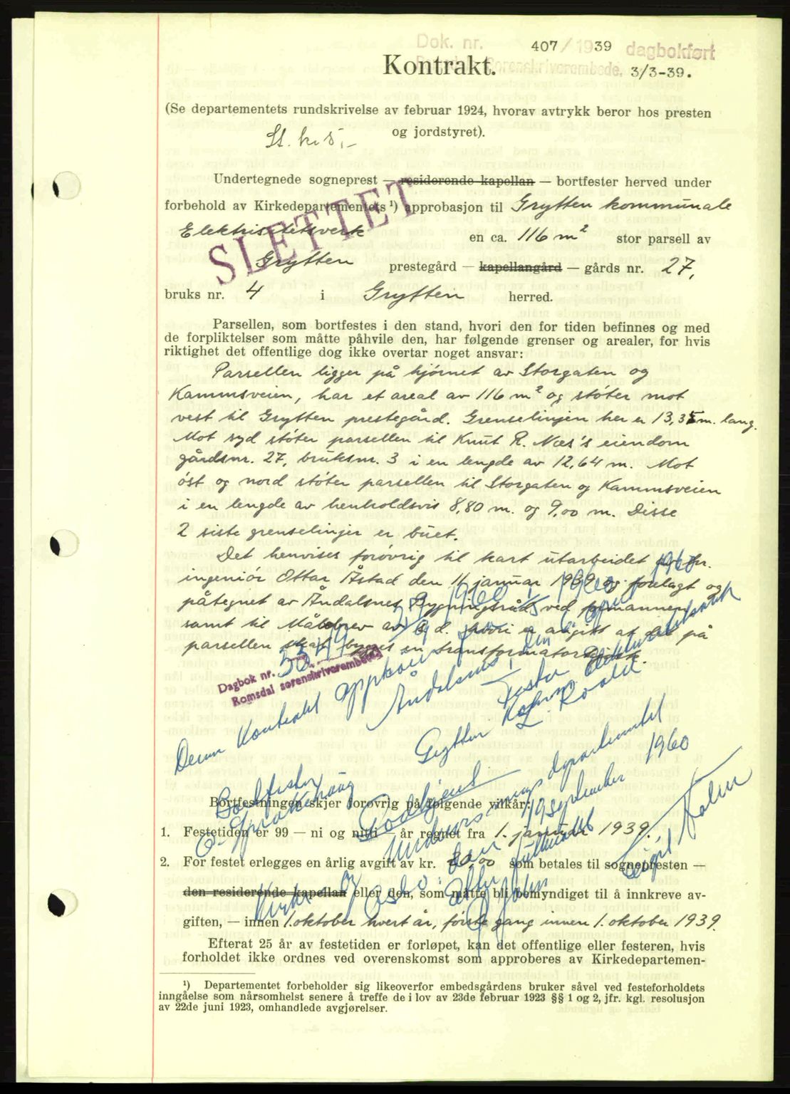 Romsdal sorenskriveri, AV/SAT-A-4149/1/2/2C: Mortgage book no. A6, 1938-1939, Diary no: : 407/1939