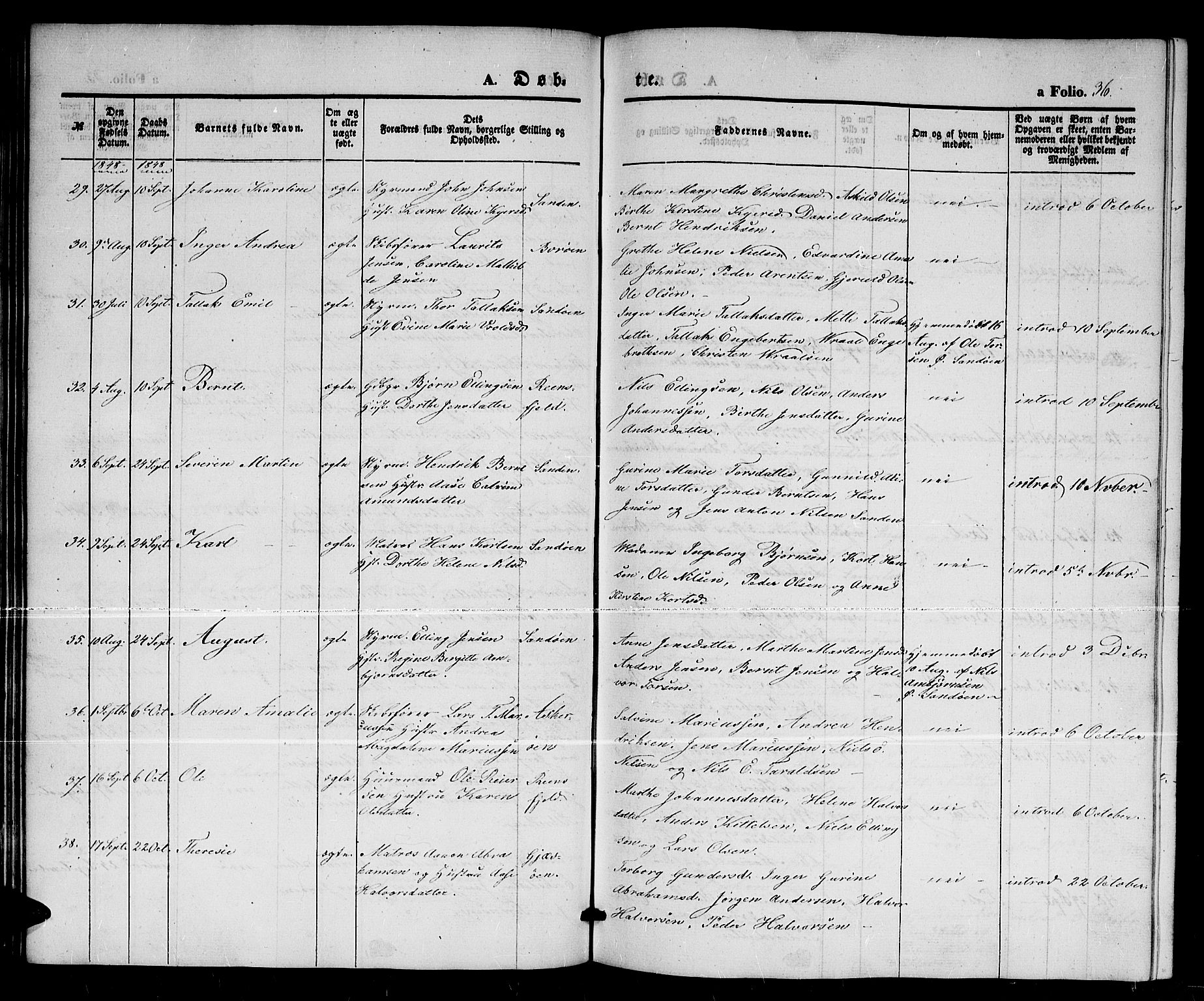 Dypvåg sokneprestkontor, AV/SAK-1111-0007/F/Fb/Fba/L0010: Parish register (copy) no. B 10, 1842-1857, p. 36