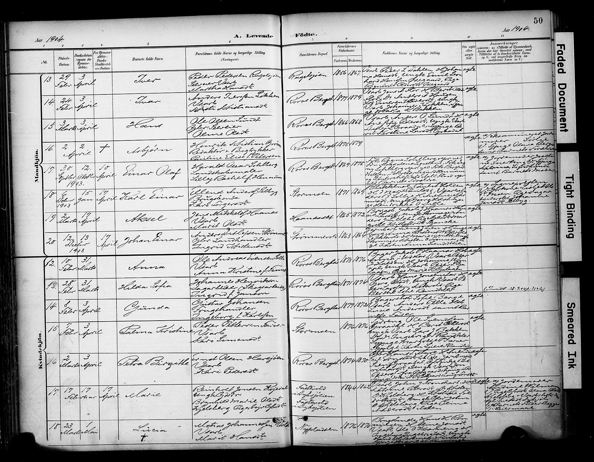 Ministerialprotokoller, klokkerbøker og fødselsregistre - Sør-Trøndelag, AV/SAT-A-1456/681/L0936: Parish register (official) no. 681A14, 1899-1908, p. 50