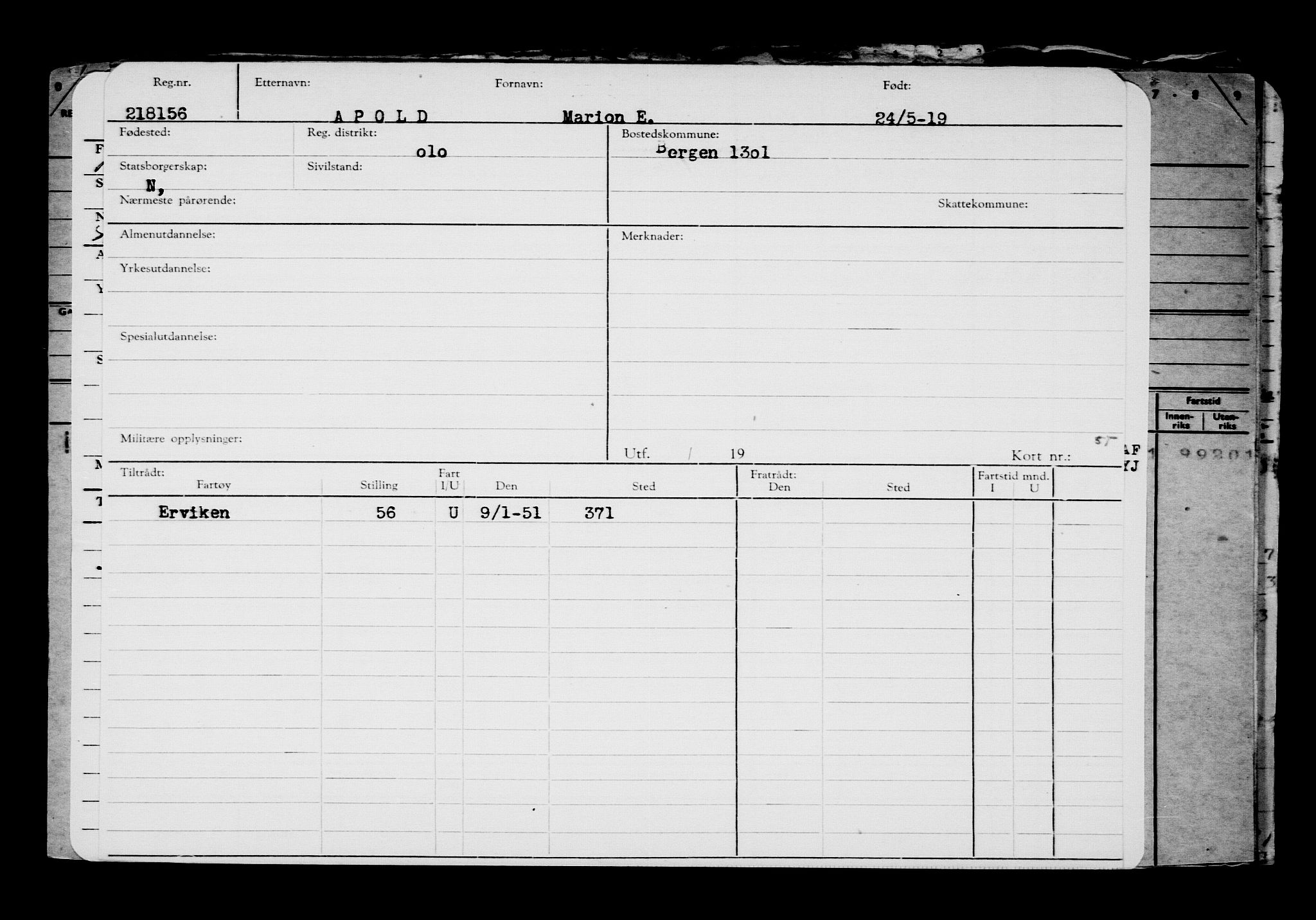 Direktoratet for sjømenn, AV/RA-S-3545/G/Gb/L0169: Hovedkort, 1919, p. 95