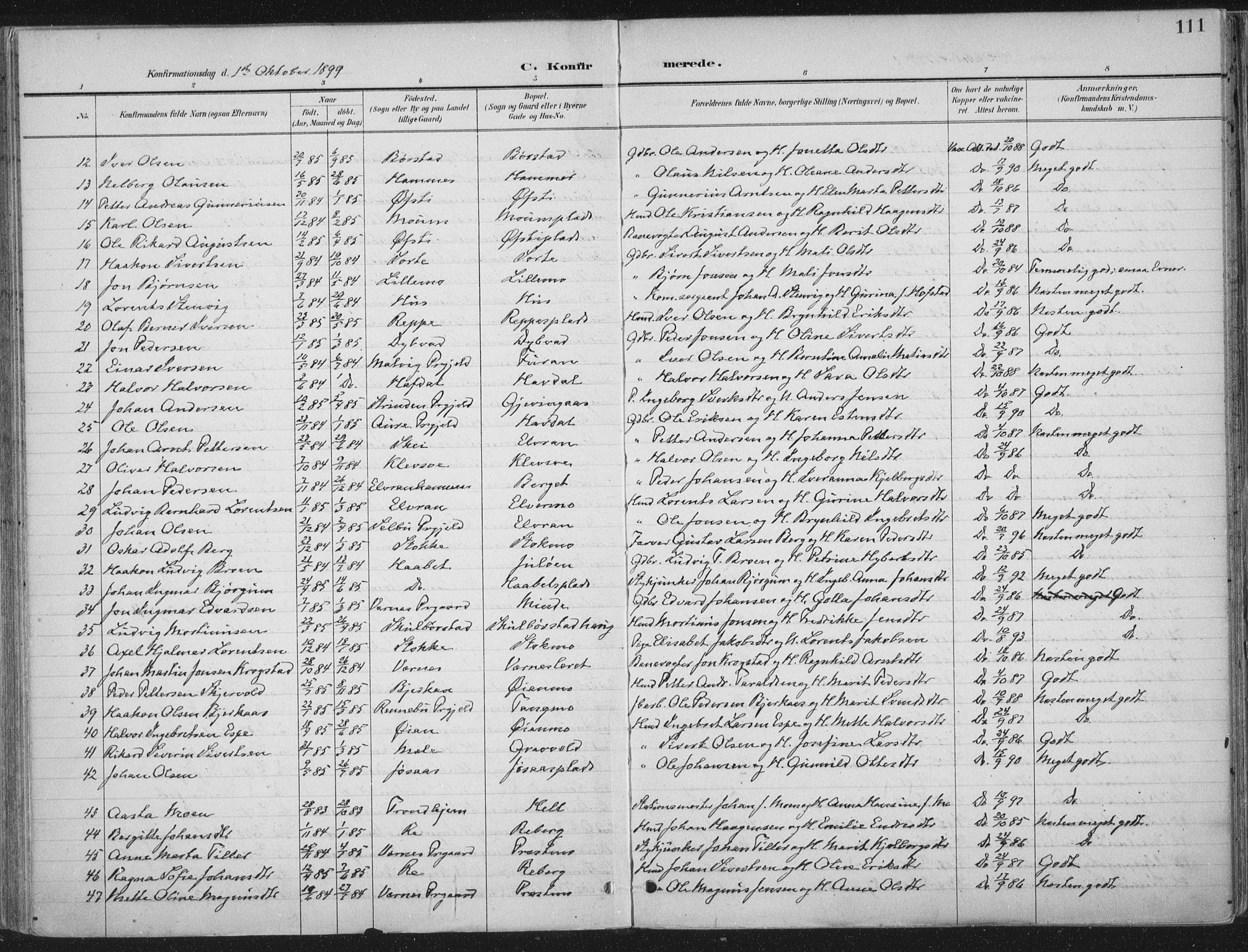 Ministerialprotokoller, klokkerbøker og fødselsregistre - Nord-Trøndelag, SAT/A-1458/709/L0082: Parish register (official) no. 709A22, 1896-1916, p. 111