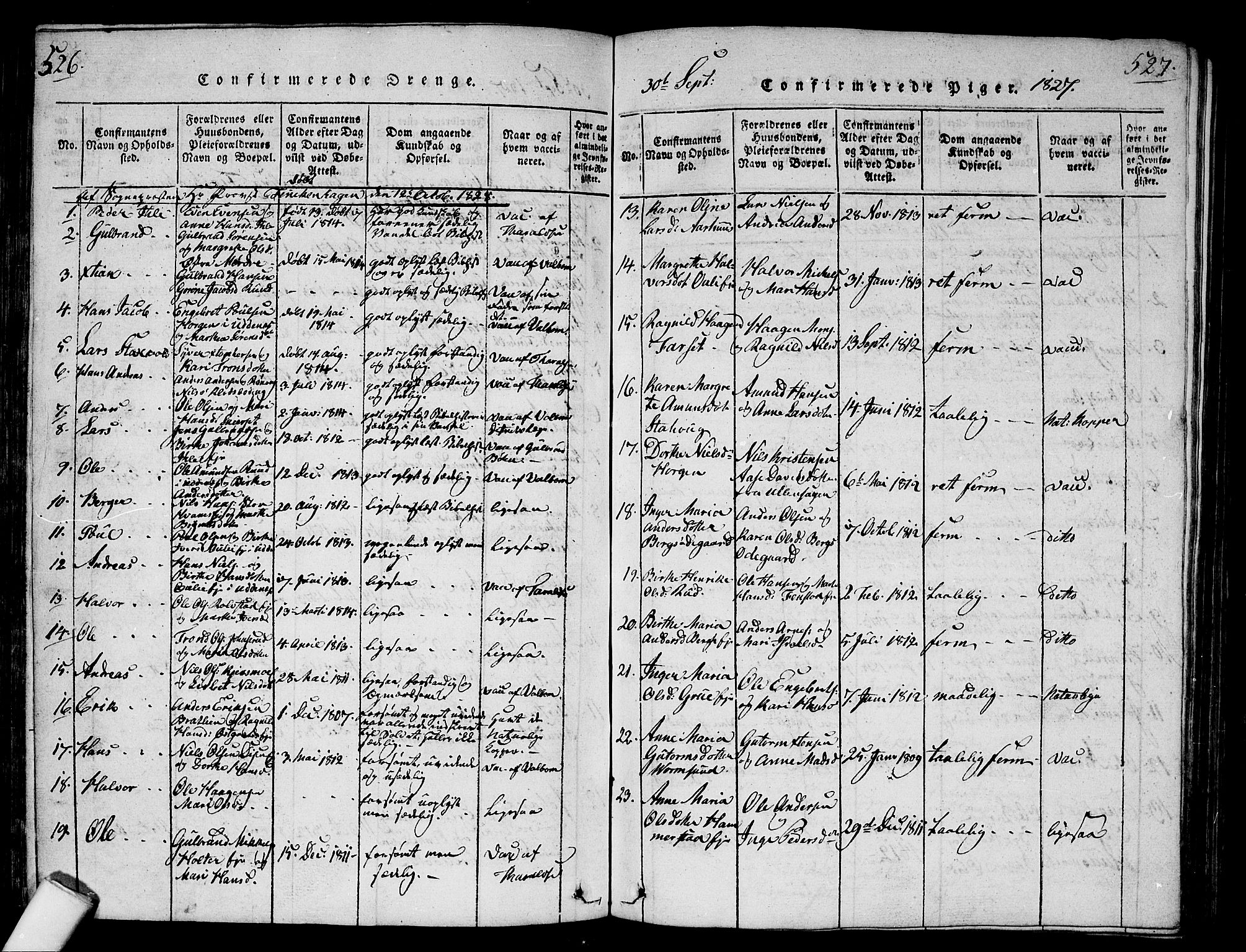 Nes prestekontor Kirkebøker, AV/SAO-A-10410/G/Ga/L0001: Parish register (copy) no. I 1, 1815-1835, p. 526-527