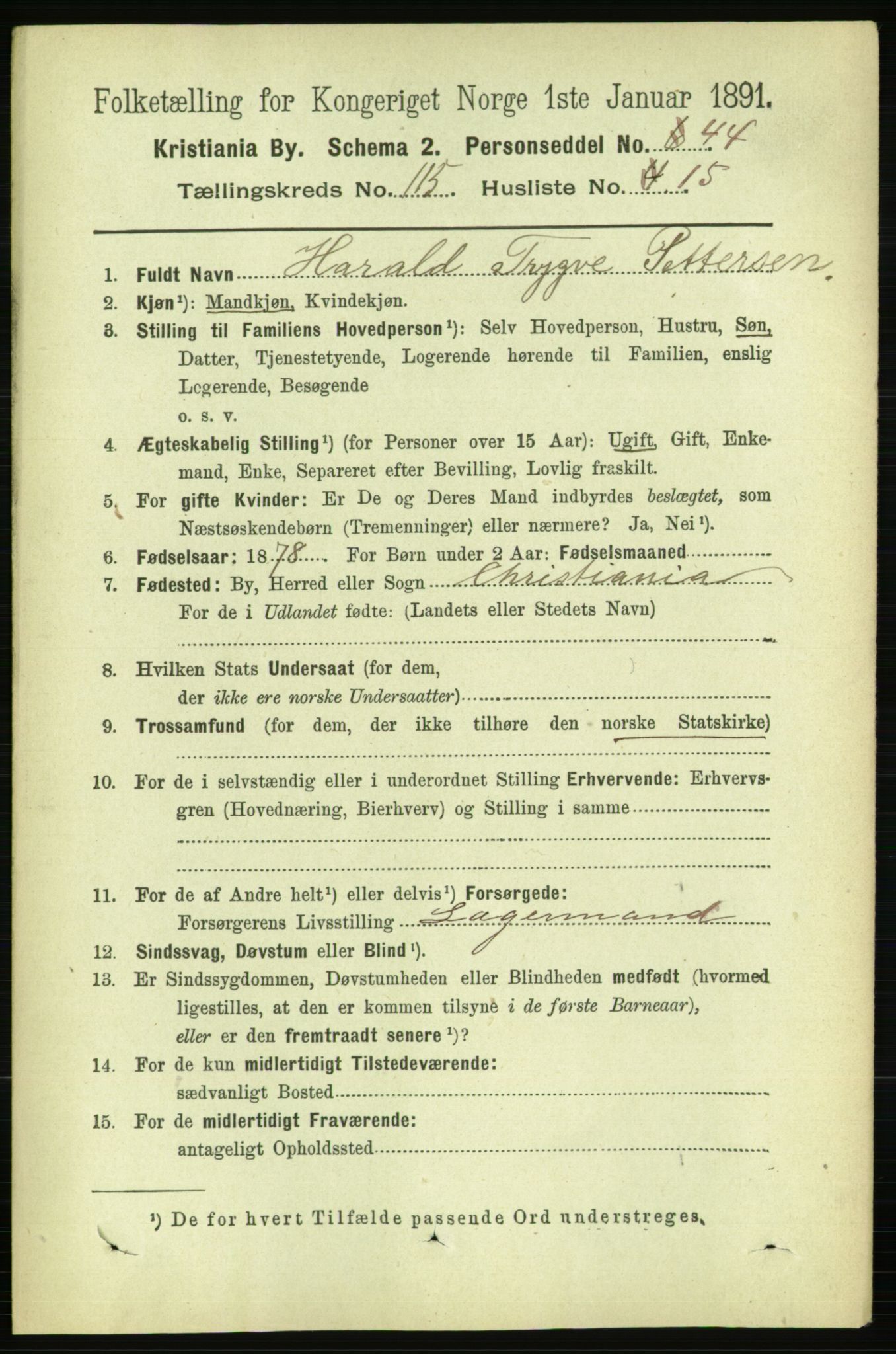 RA, 1891 census for 0301 Kristiania, 1891, p. 62181