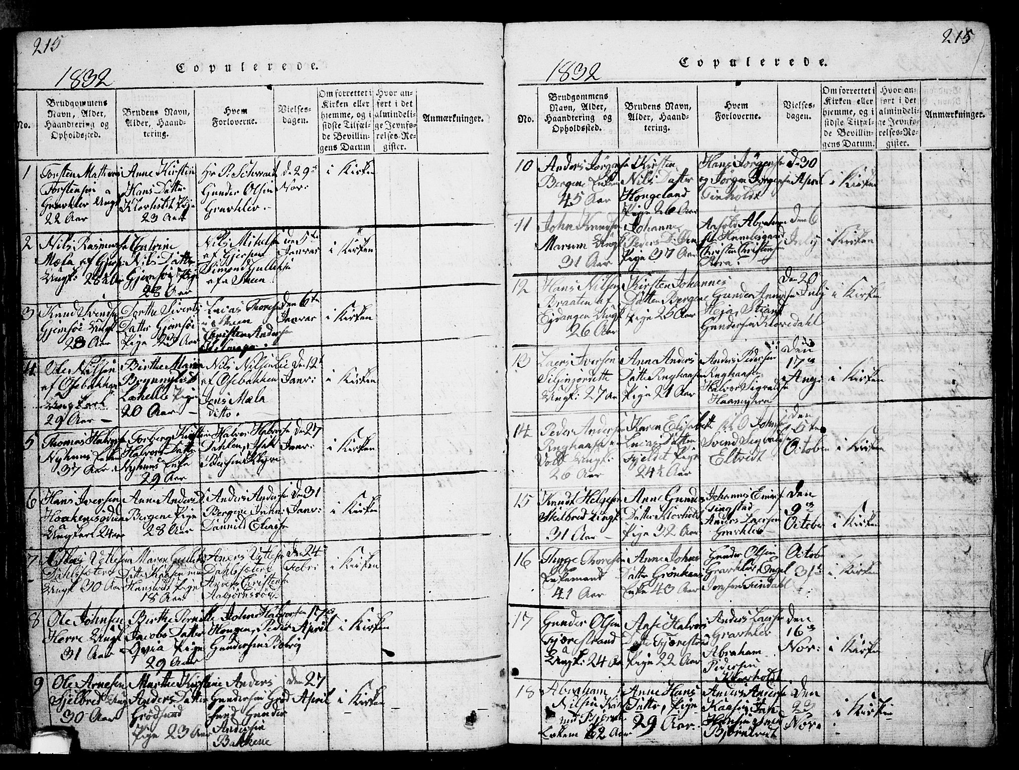 Solum kirkebøker, SAKO/A-306/G/Ga/L0001: Parish register (copy) no. I 1, 1814-1833, p. 215