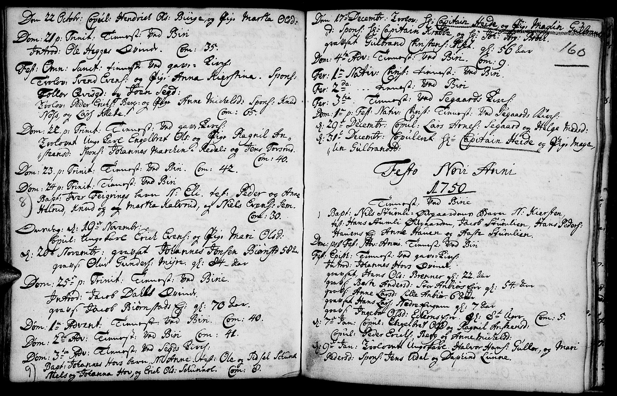 Biri prestekontor, AV/SAH-PREST-096/H/Ha/Haa/L0001: Parish register (official) no. 1, 1730-1754, p. 160