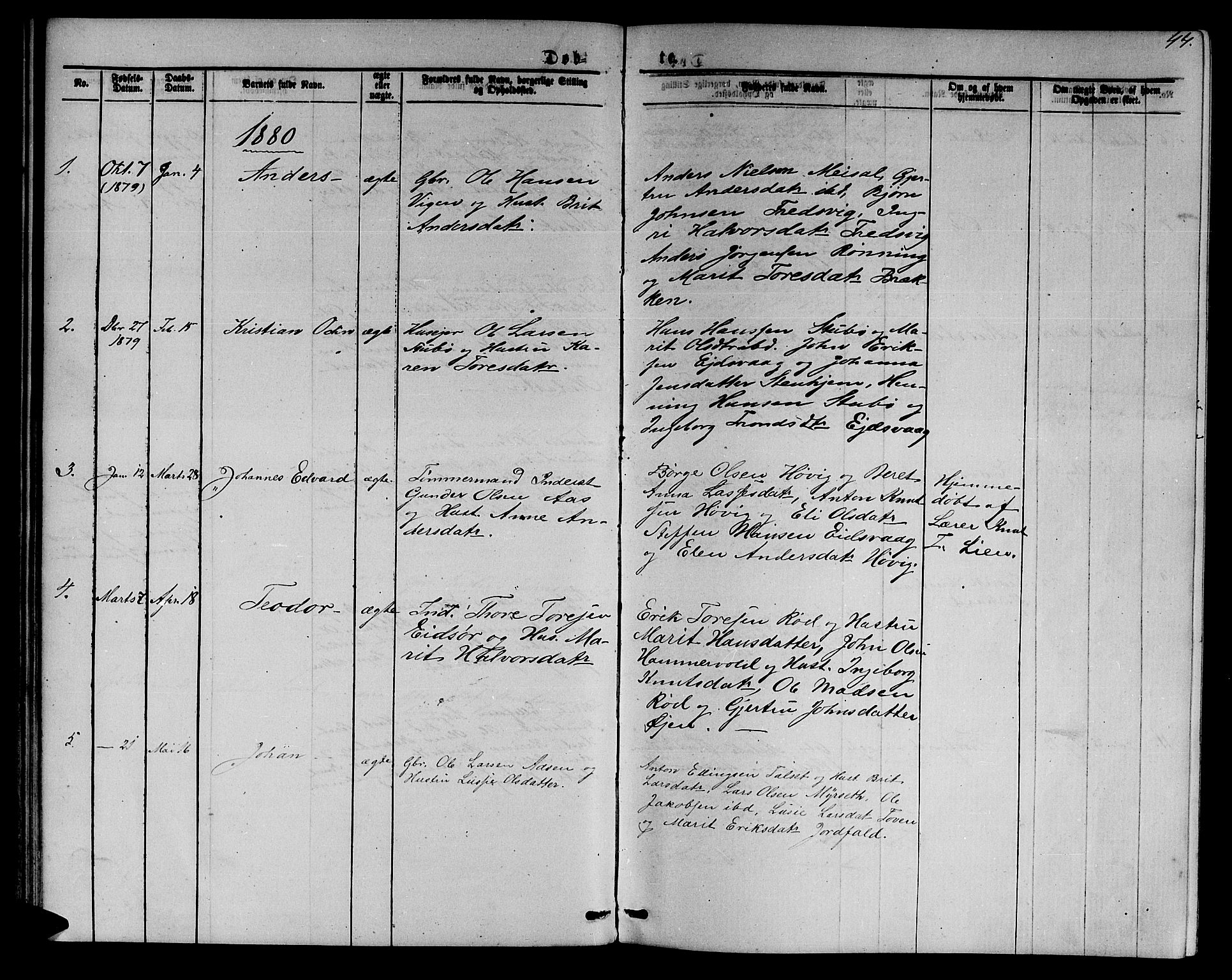 Ministerialprotokoller, klokkerbøker og fødselsregistre - Møre og Romsdal, AV/SAT-A-1454/551/L0630: Parish register (copy) no. 551C02, 1867-1885, p. 44