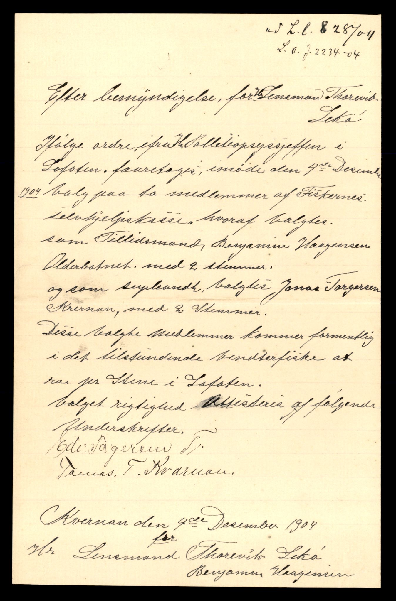 Oppsynssjefen ved Lofotfisket, AV/SAT-A-6224/D/L0178: Lofotfiskernes Selvhjelpskasse, 1880-1906, p. 1927