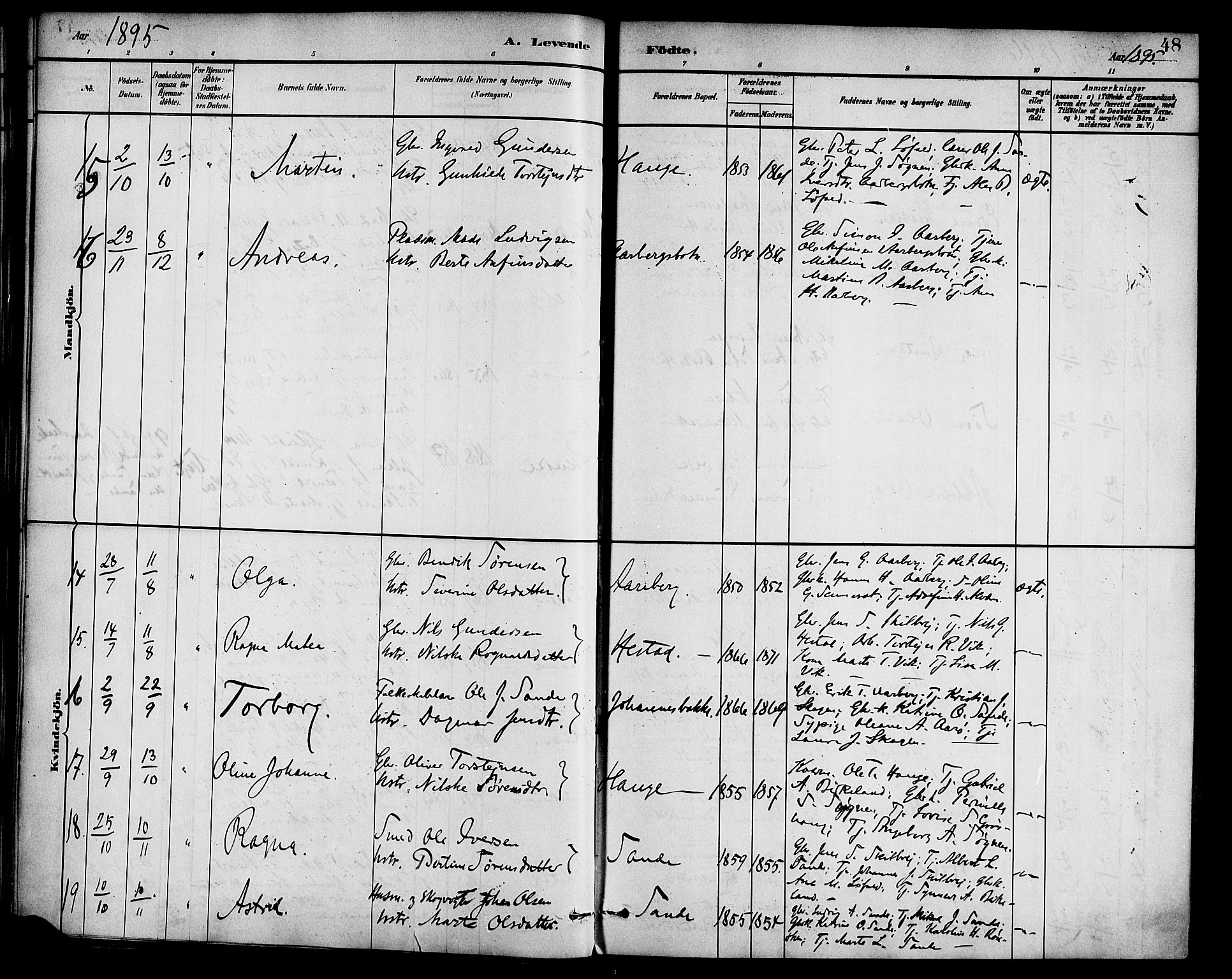 Gaular sokneprestembete, SAB/A-80001/H/Haa: Parish register (official) no. B 1, 1882-1897, p. 48