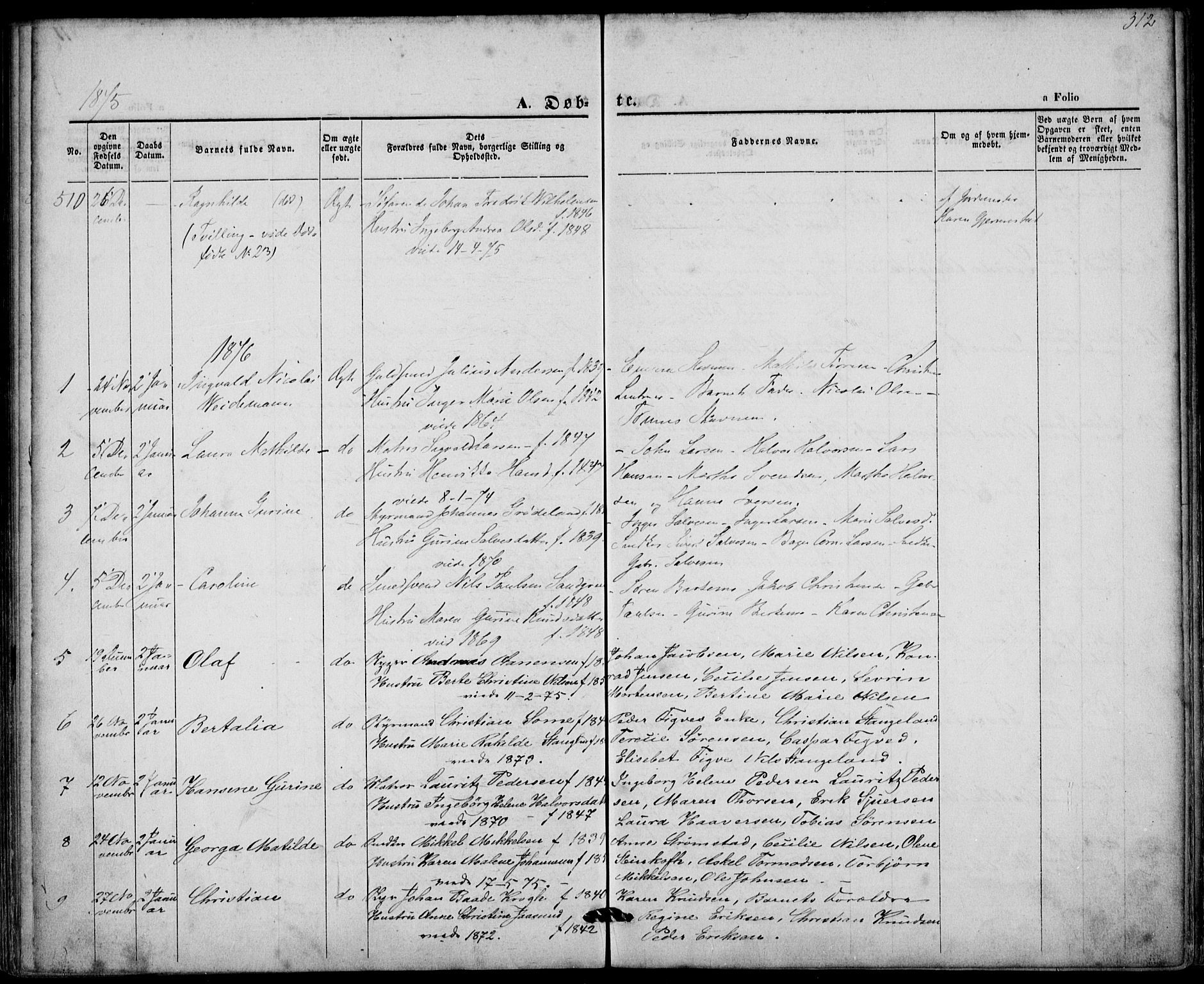 St. Petri sokneprestkontor, AV/SAST-A-101813/001/30/30BA/L0008: Parish register (official) no. A 8, 1868-1876, p. 312