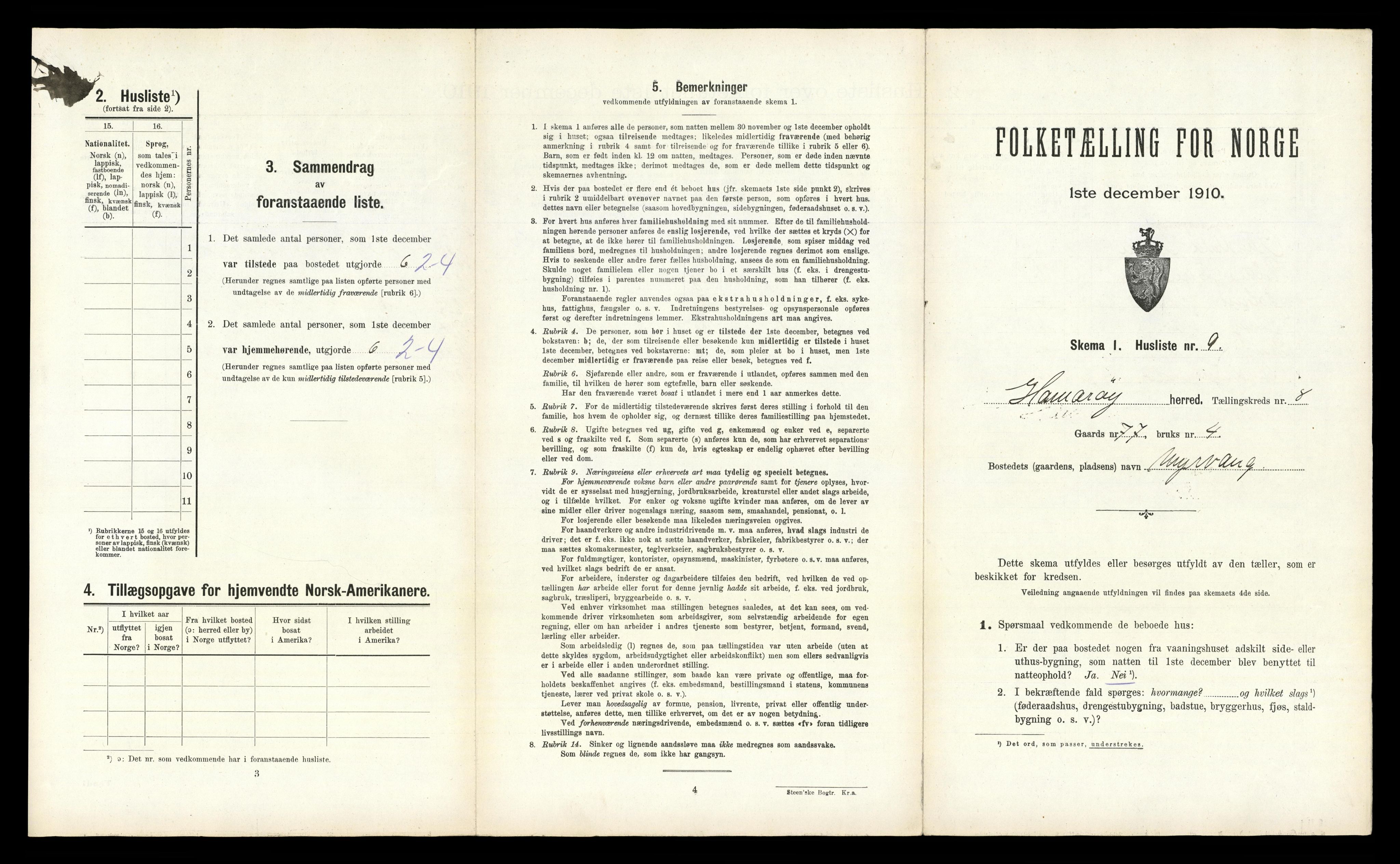 RA, 1910 census for Hamarøy, 1910, p. 848