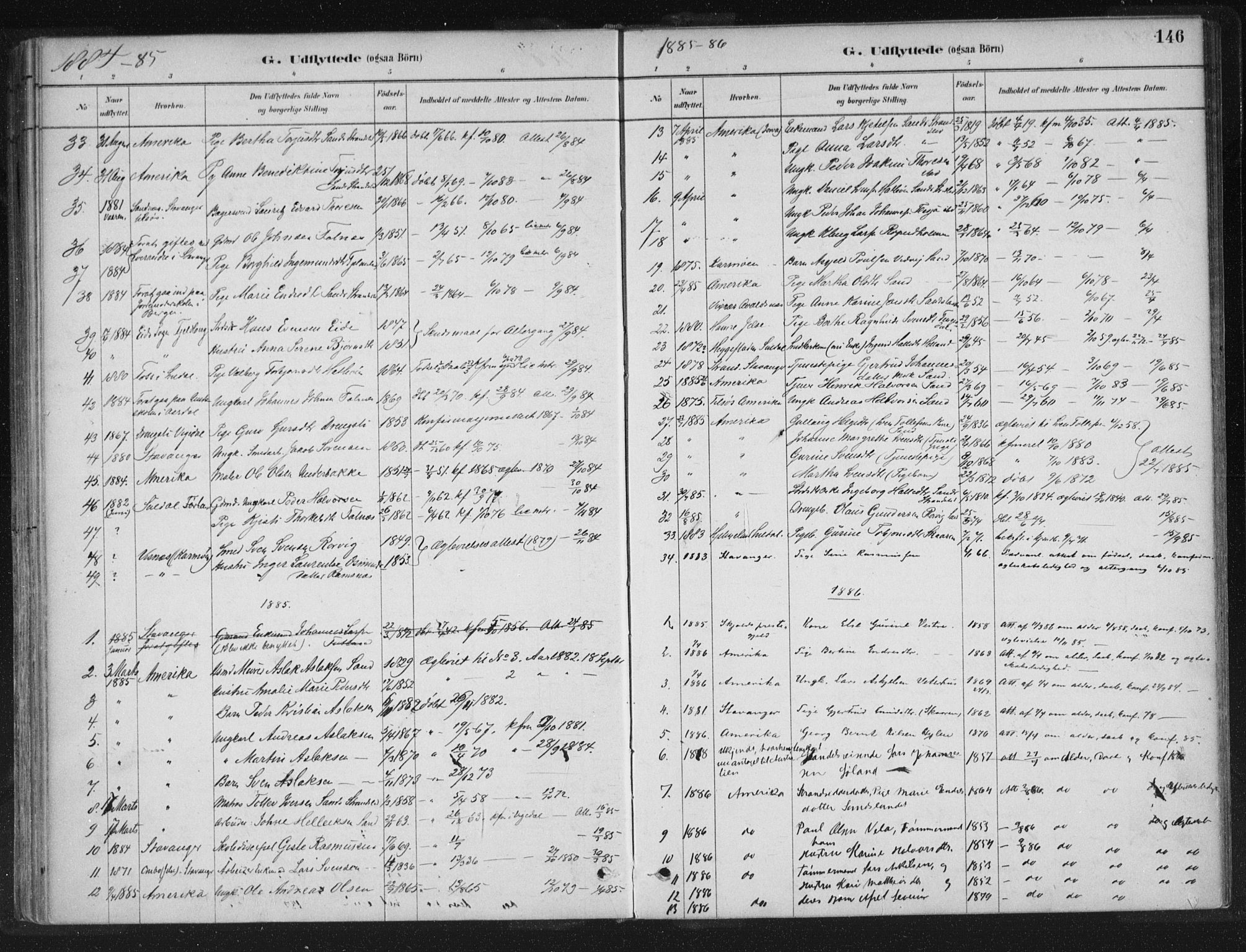 Sand sokneprestkontor, SAST/A-101848/01/III/L0005: Parish register (official) no. A 5, 1880-1898, p. 146