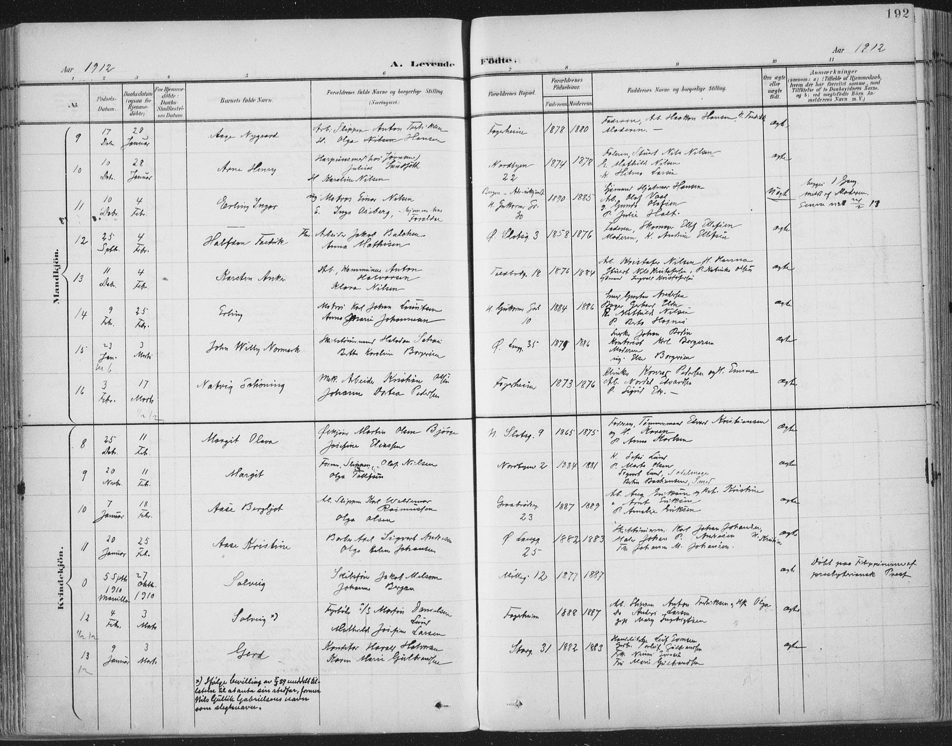 Tønsberg kirkebøker, SAKO/A-330/F/Fa/L0014: Parish register (official) no. I 14, 1900-1913, p. 192