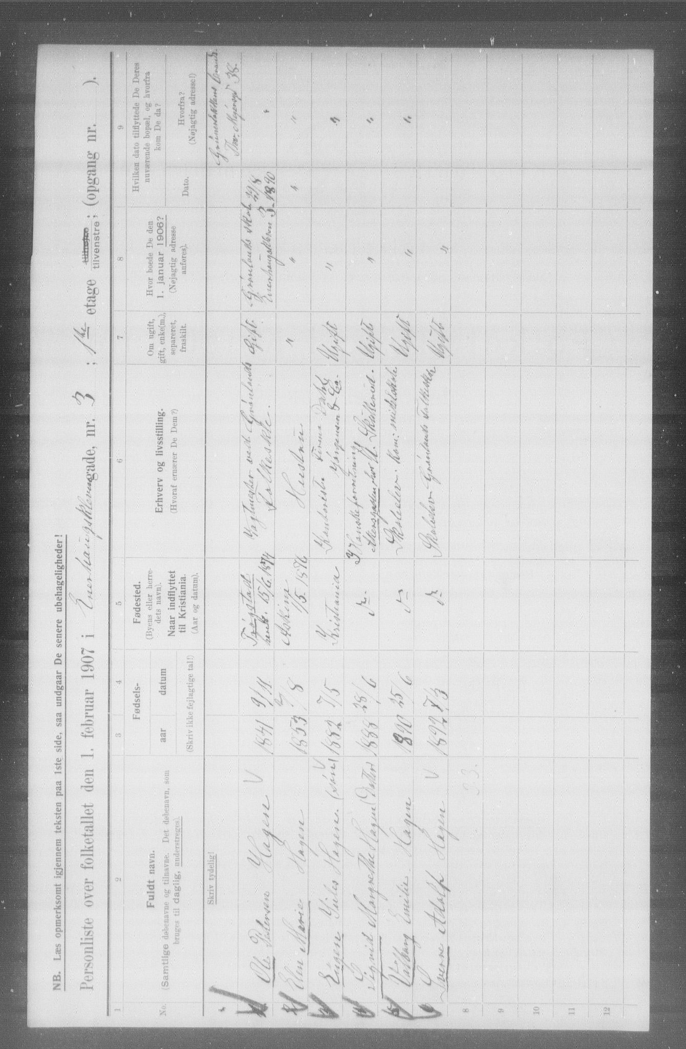 OBA, Municipal Census 1907 for Kristiania, 1907, p. 10949