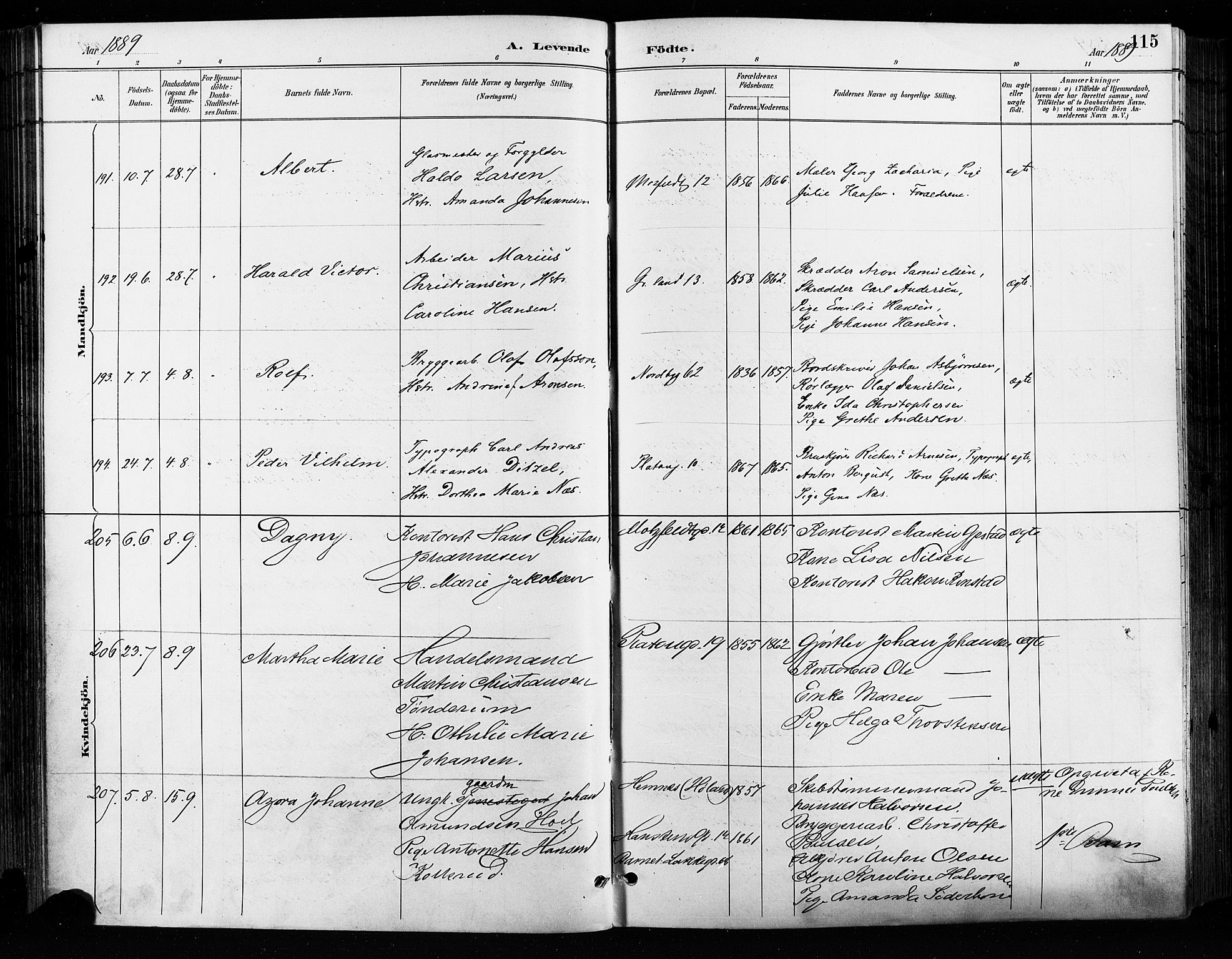 Grønland prestekontor Kirkebøker, AV/SAO-A-10848/F/Fa/L0009: Parish register (official) no. 9, 1888-1893, p. 115