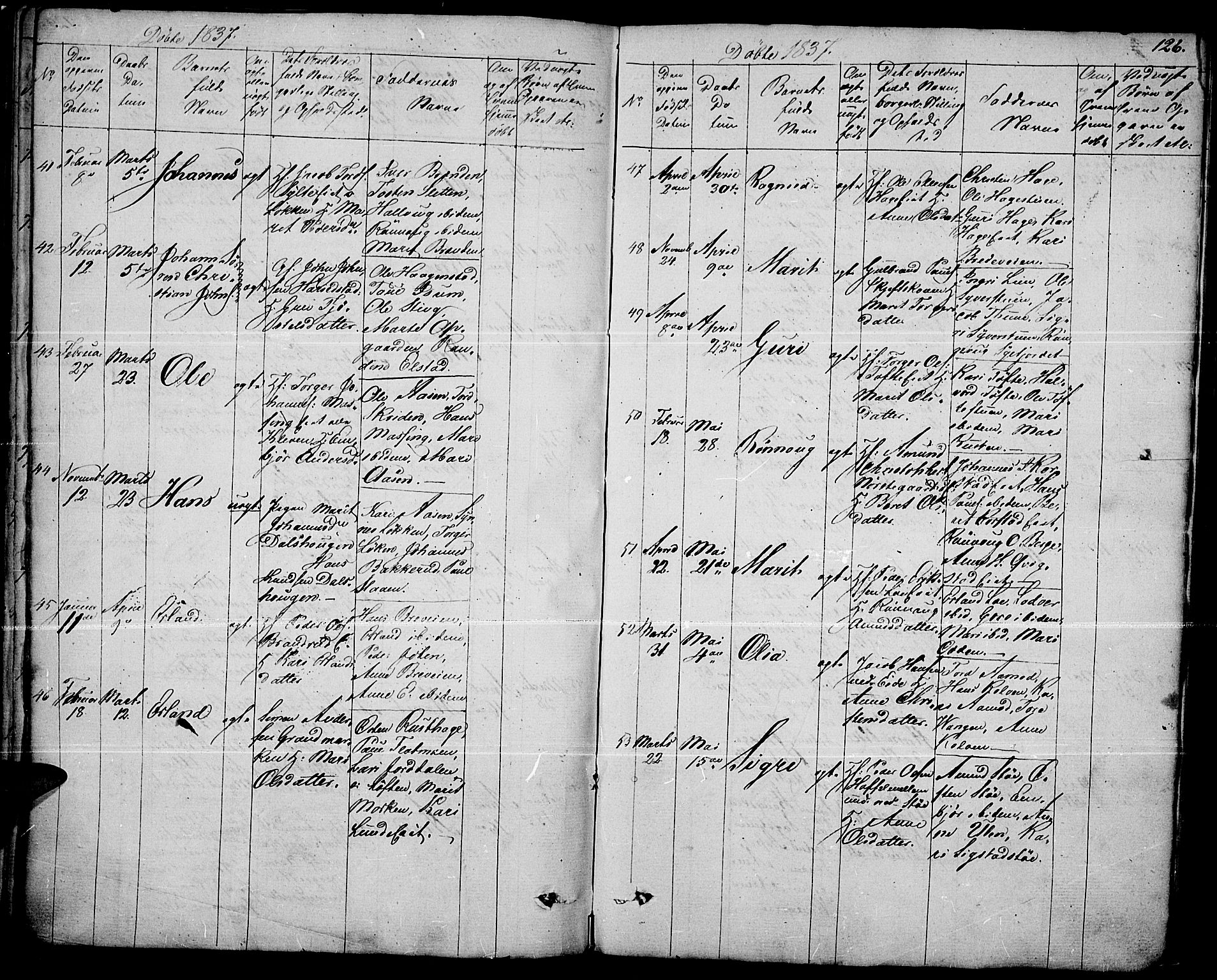 Fron prestekontor, AV/SAH-PREST-078/H/Ha/Haa/L0003: Parish register (official) no. 3, 1828-1838, p. 126