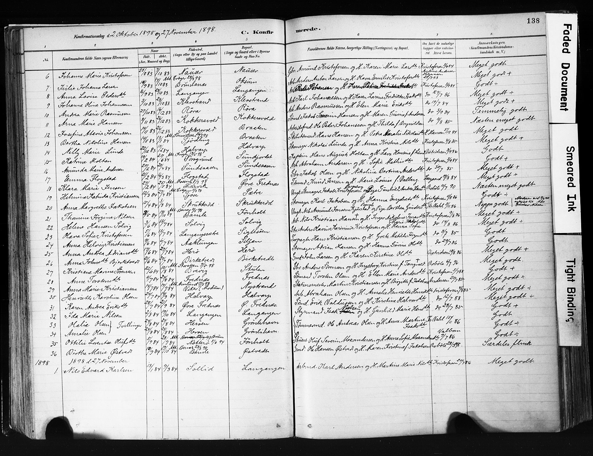Eidanger kirkebøker, SAKO/A-261/F/Fa/L0012: Parish register (official) no. 12, 1879-1900, p. 138