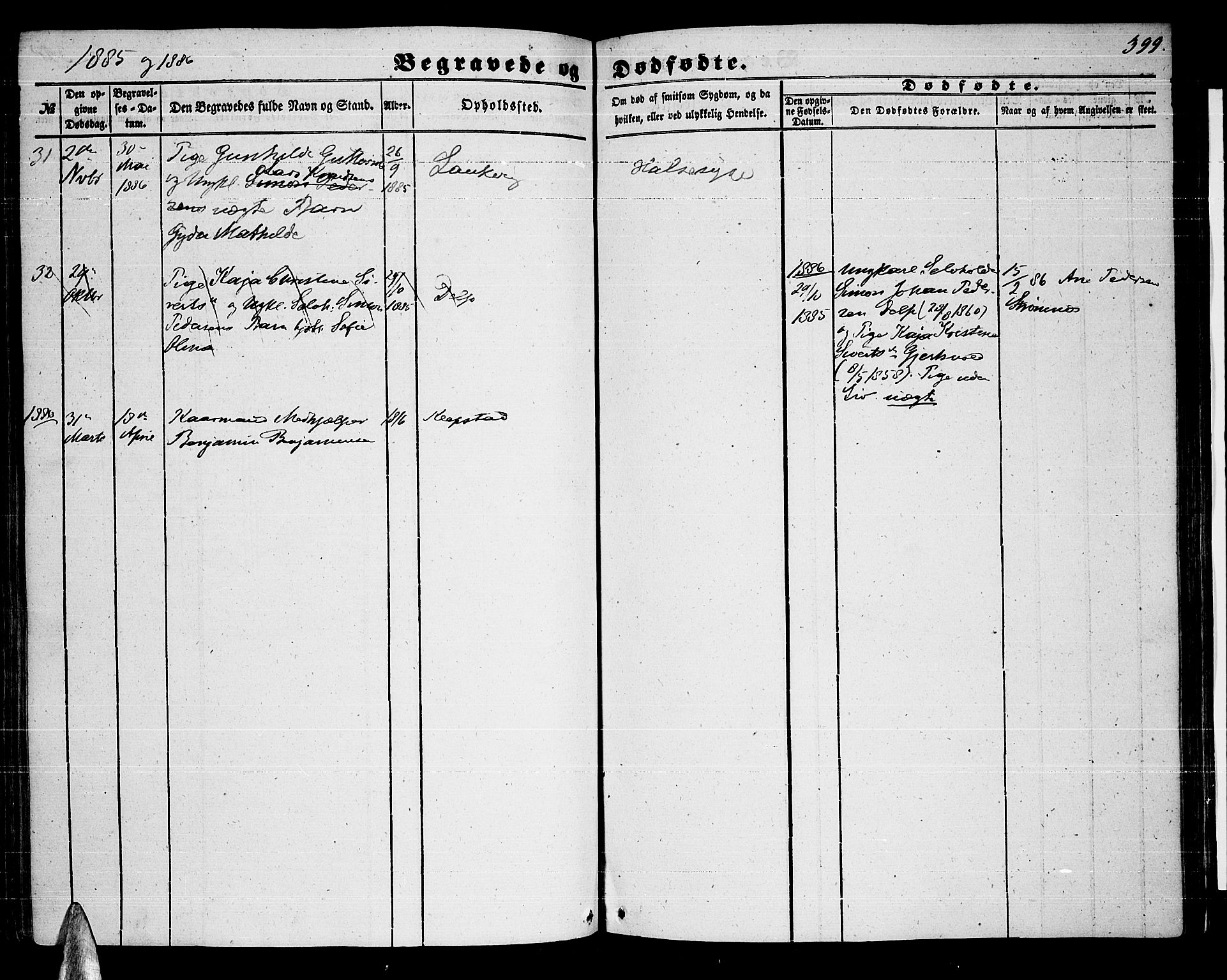 Ministerialprotokoller, klokkerbøker og fødselsregistre - Nordland, AV/SAT-A-1459/876/L1102: Parish register (copy) no. 876C01, 1852-1886, p. 399