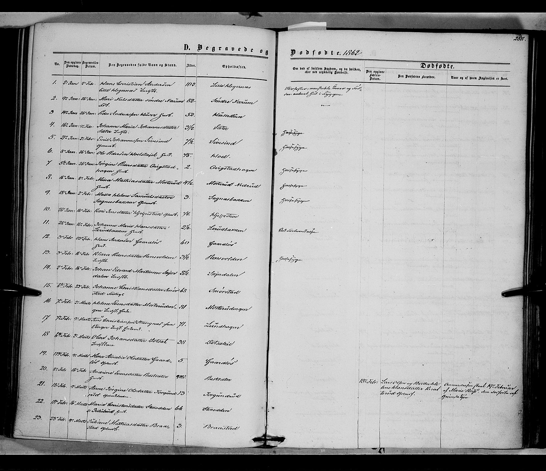 Vestre Toten prestekontor, SAH/PREST-108/H/Ha/Haa/L0007: Parish register (official) no. 7, 1862-1869, p. 258
