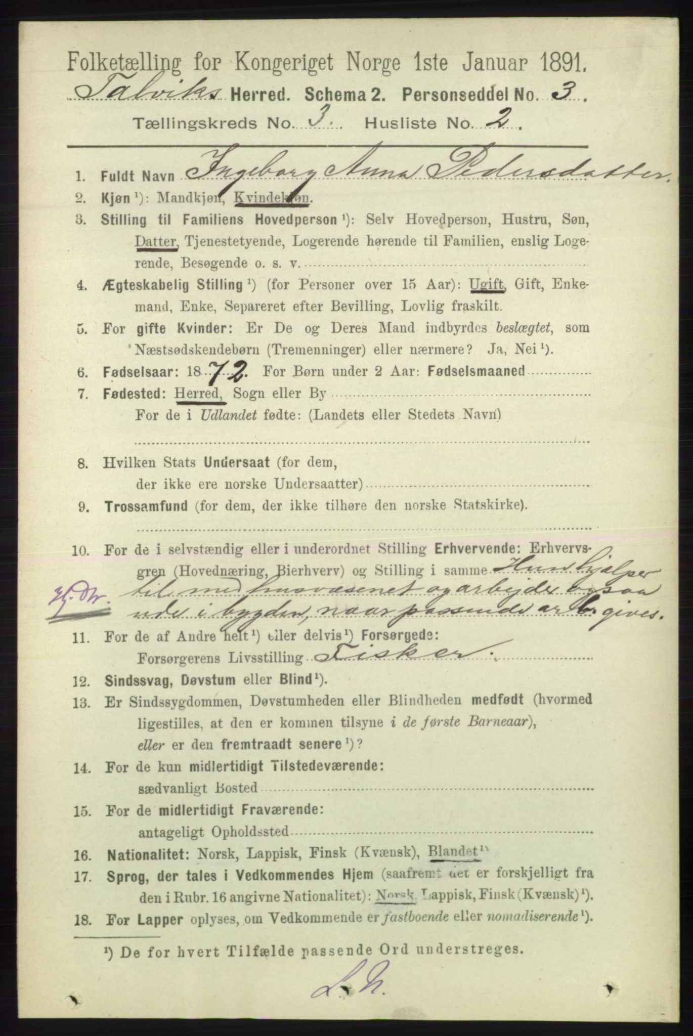 RA, 1891 census for 2013 Talvik, 1891, p. 730