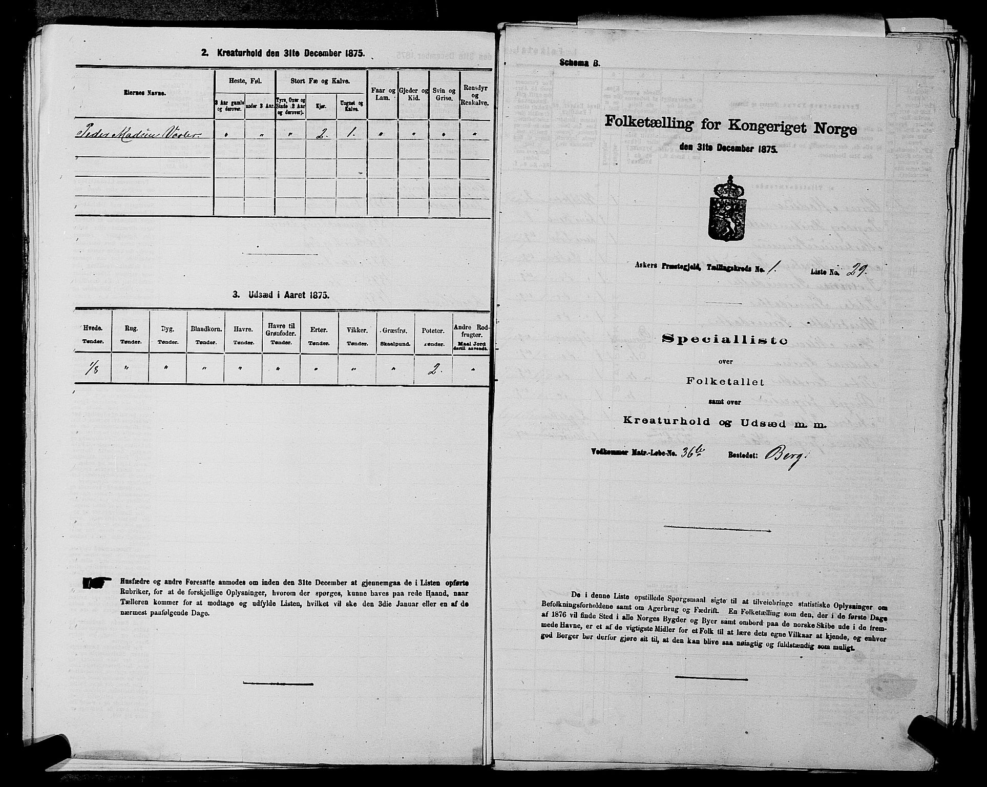 RA, 1875 census for 0220P Asker, 1875, p. 262