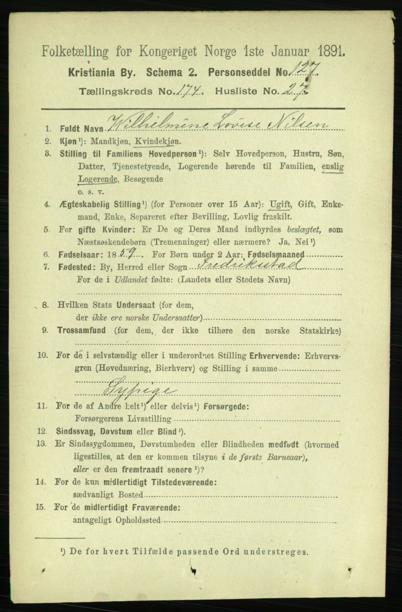 RA, 1891 census for 0301 Kristiania, 1891, p. 104699