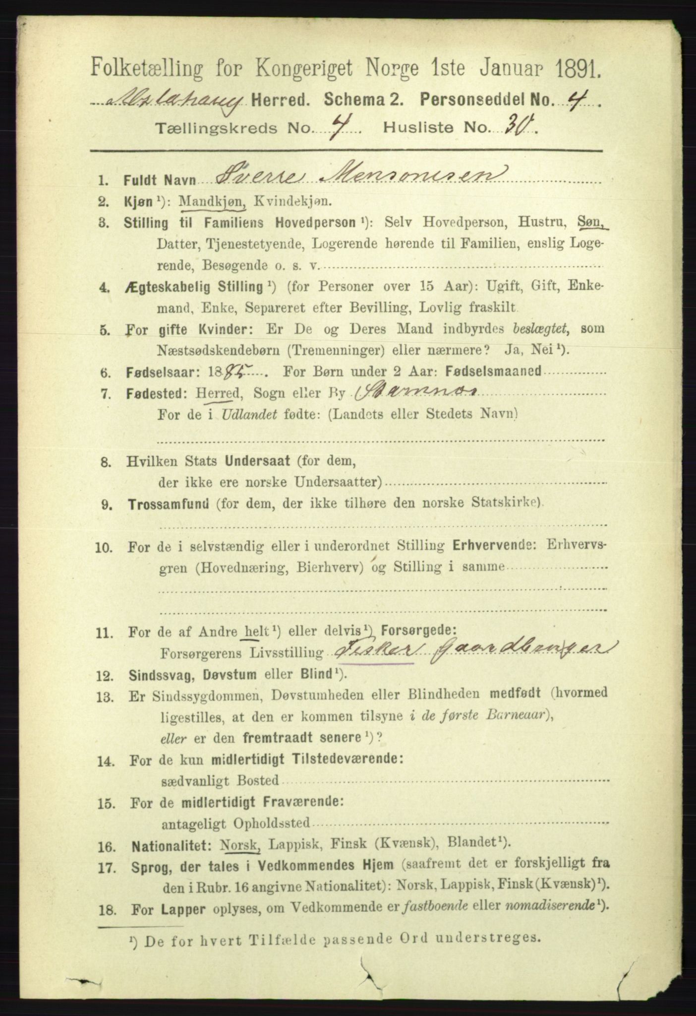 RA, 1891 census for 1820 Alstahaug, 1891, p. 1716