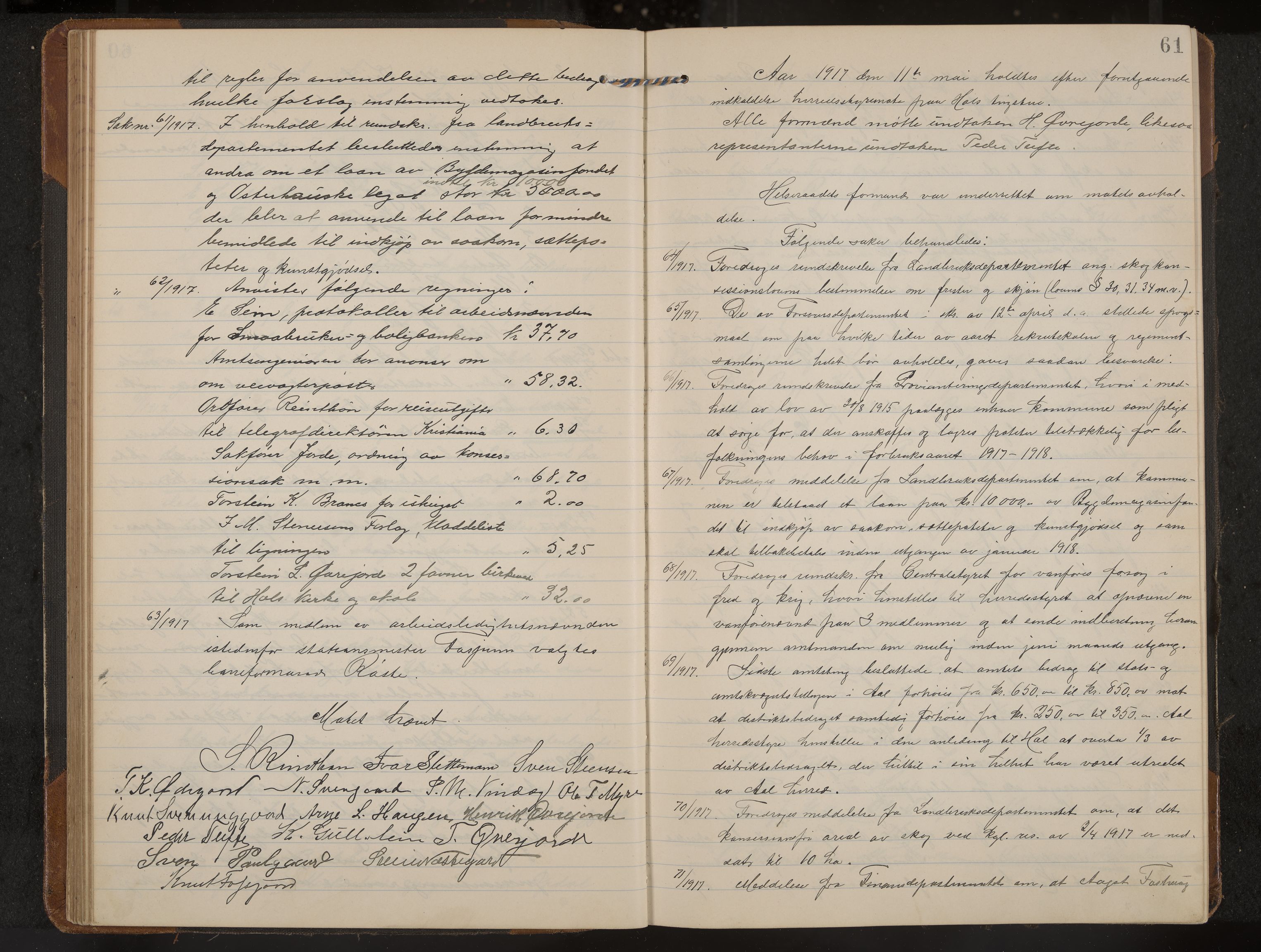 Hol formannskap og sentraladministrasjon, IKAK/0620021-1/A/L0006: Møtebok, 1916-1922, p. 61