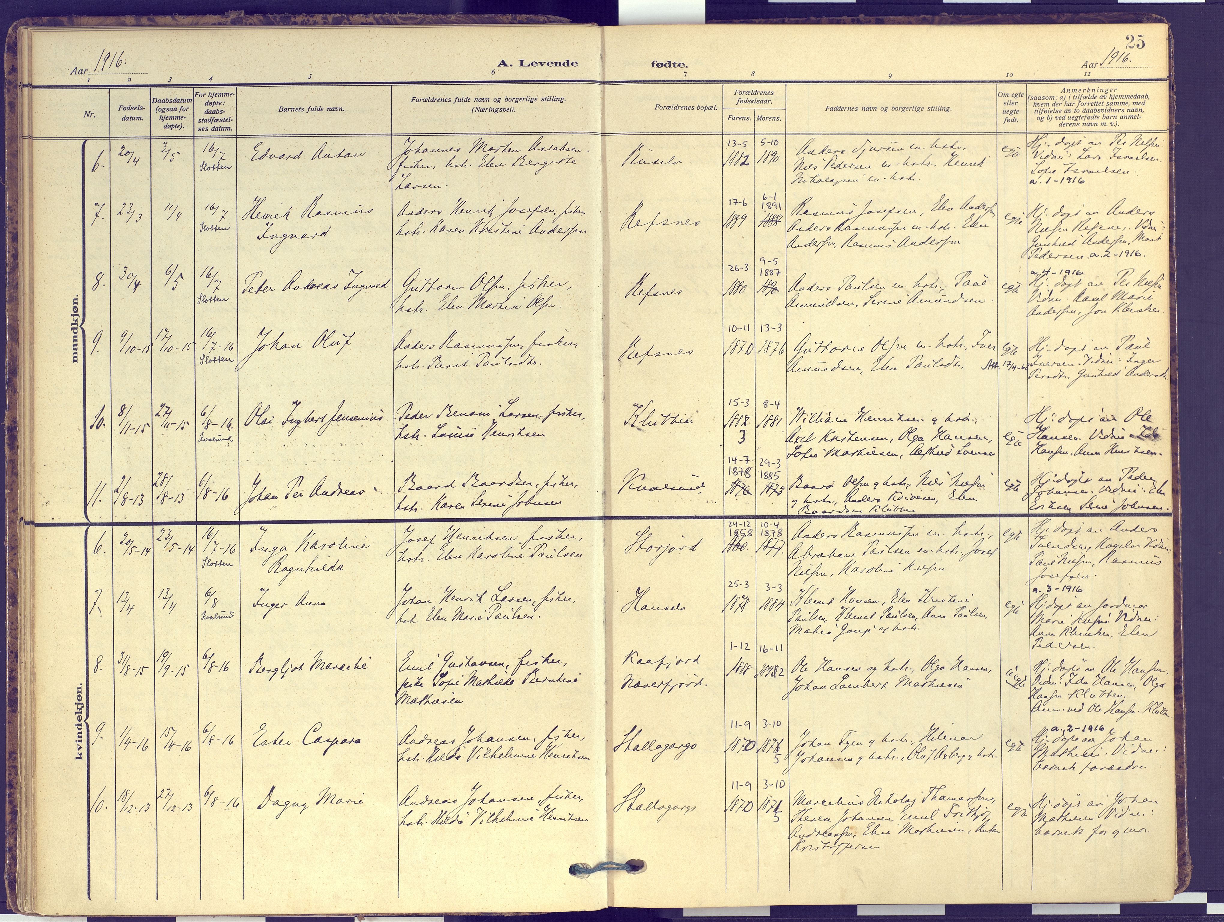 Hammerfest sokneprestkontor, SATØ/S-1347: Parish register (official) no. 16, 1908-1923, p. 25
