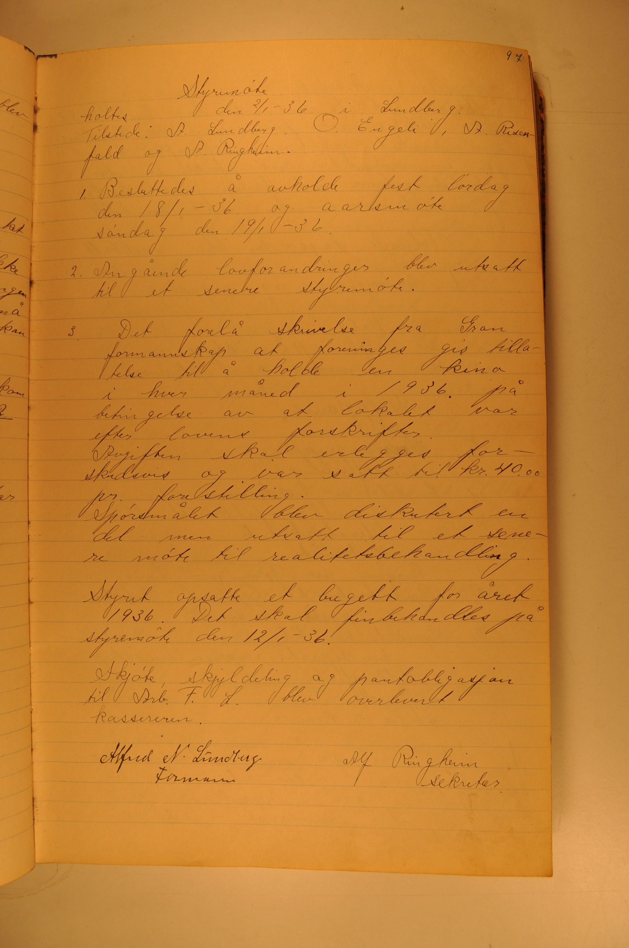 Jaren Arbeiderlag, OARM/H-A-00306/A/L0001/0003: Forhandlingsprotokoller / Forhandlingsprotokoll, 1933-1948, p. 97