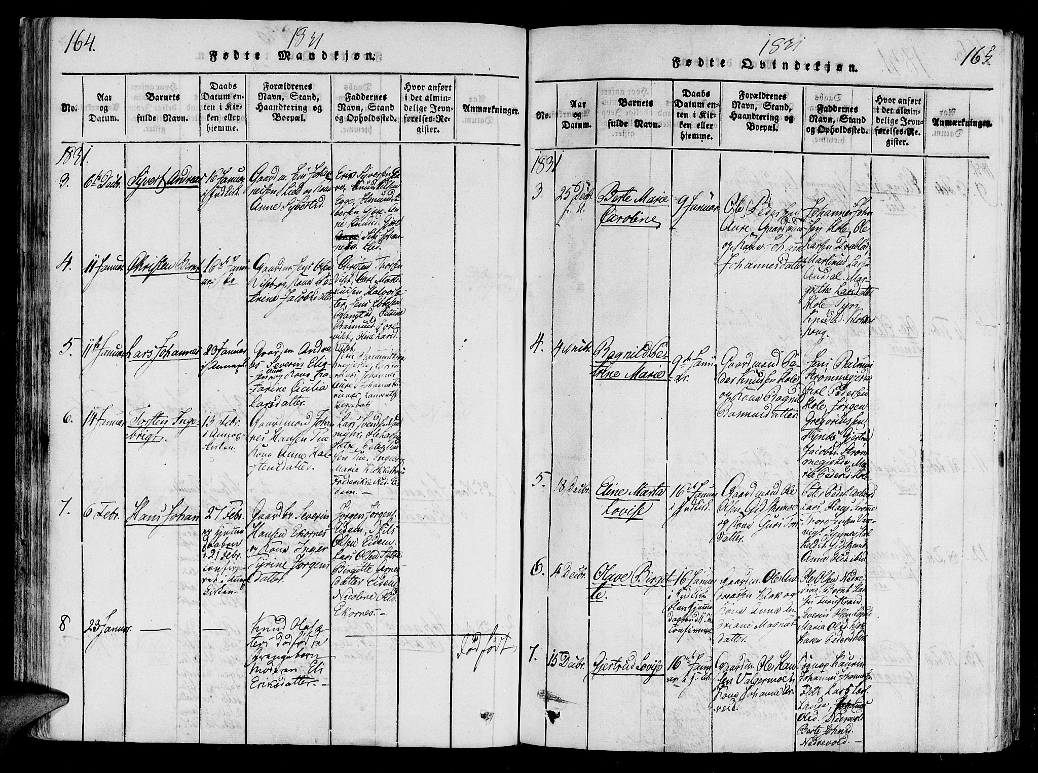Ministerialprotokoller, klokkerbøker og fødselsregistre - Møre og Romsdal, SAT/A-1454/522/L0310: Parish register (official) no. 522A05, 1816-1832, p. 164-165