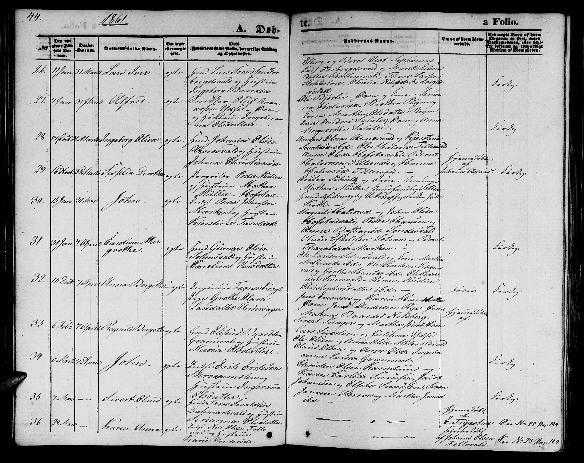 Ministerialprotokoller, klokkerbøker og fødselsregistre - Nord-Trøndelag, AV/SAT-A-1458/723/L0254: Parish register (copy) no. 723C02, 1858-1868, p. 44